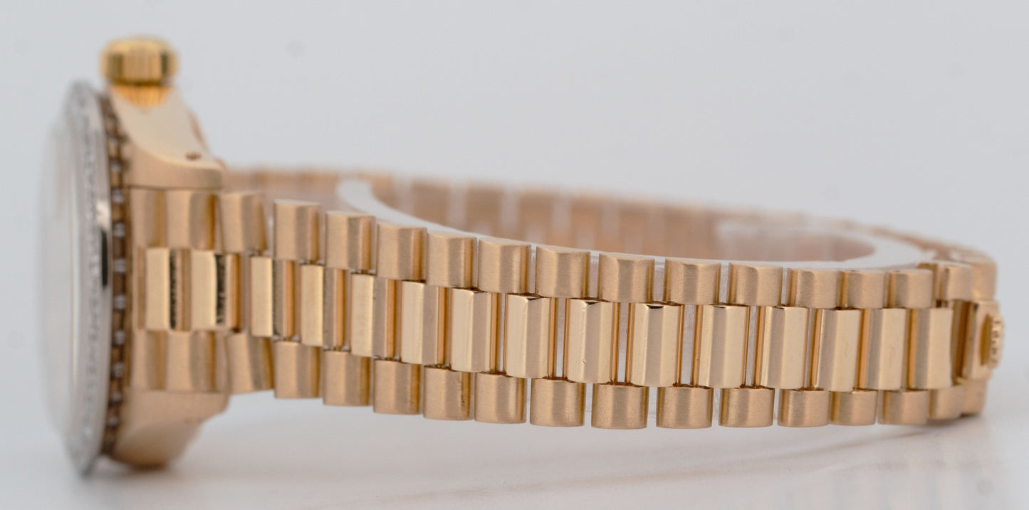 PAPERS Ladies Rolex DateJust President 26mm WHITE DIAMOND Gold 6917 Watch BOX