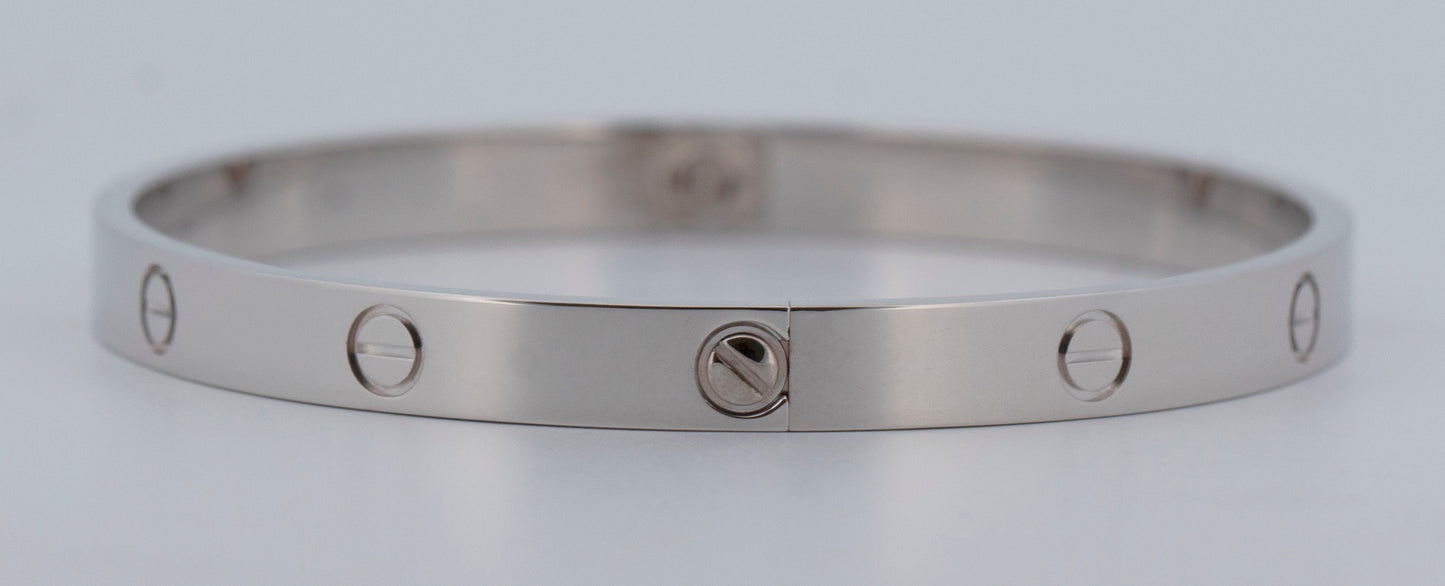 MINT PAPERS Cartier LOVE Bracelet Size 21 Solid 18K White Gold AU 750 BOX