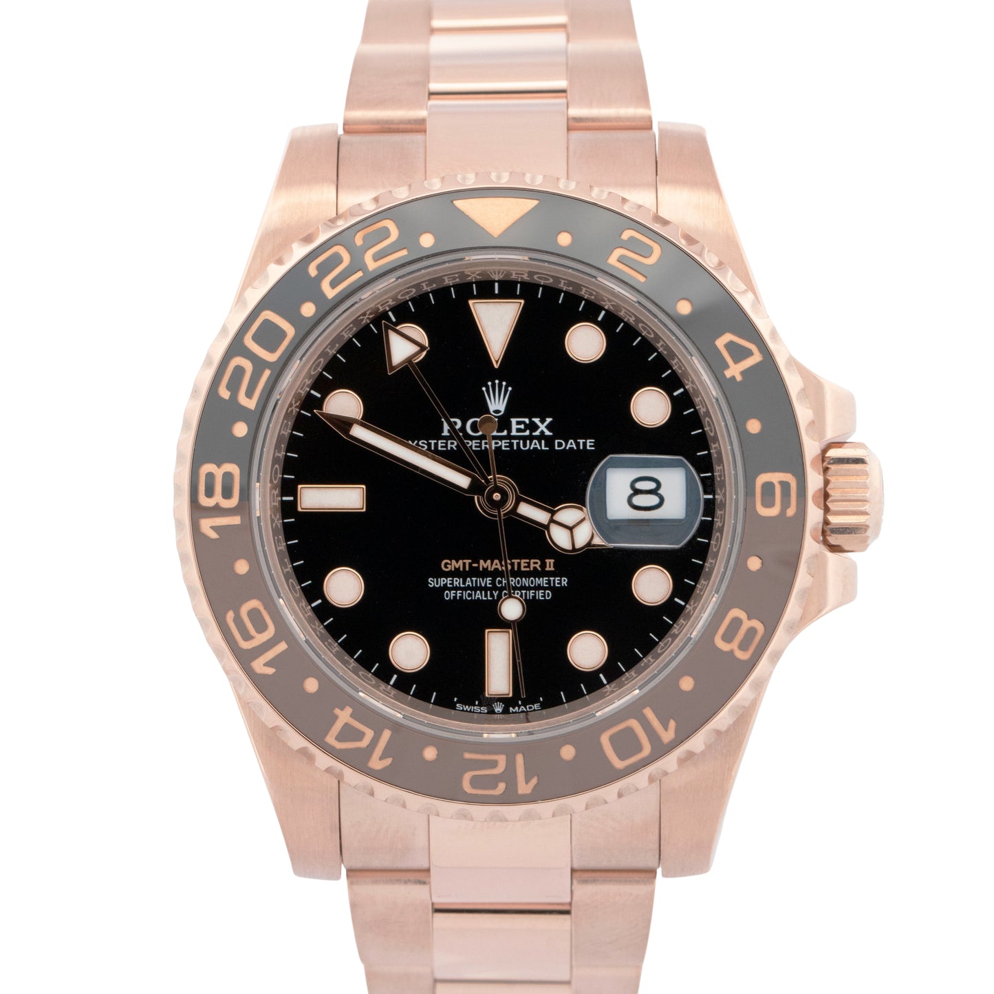 Rolex GMT-Master II ROOT BEER 18K Everose Gold 40mm Watch 126715 CHNR Watch BOX