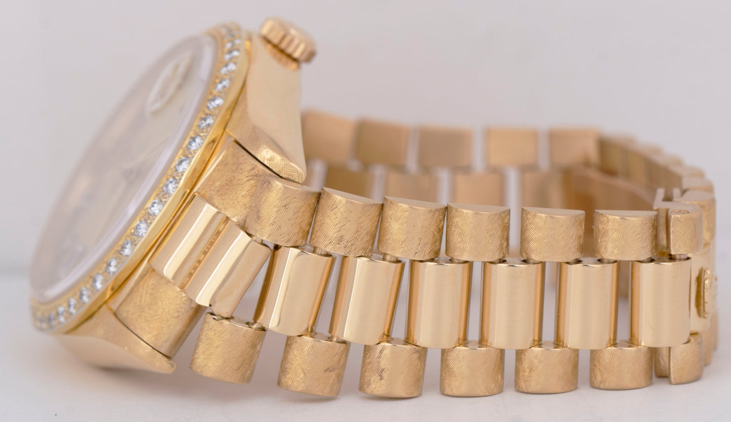 PAPERS Rolex Day-Date President Florentine 36mm DIAMOND 18K Gold Watch 18038 BOX