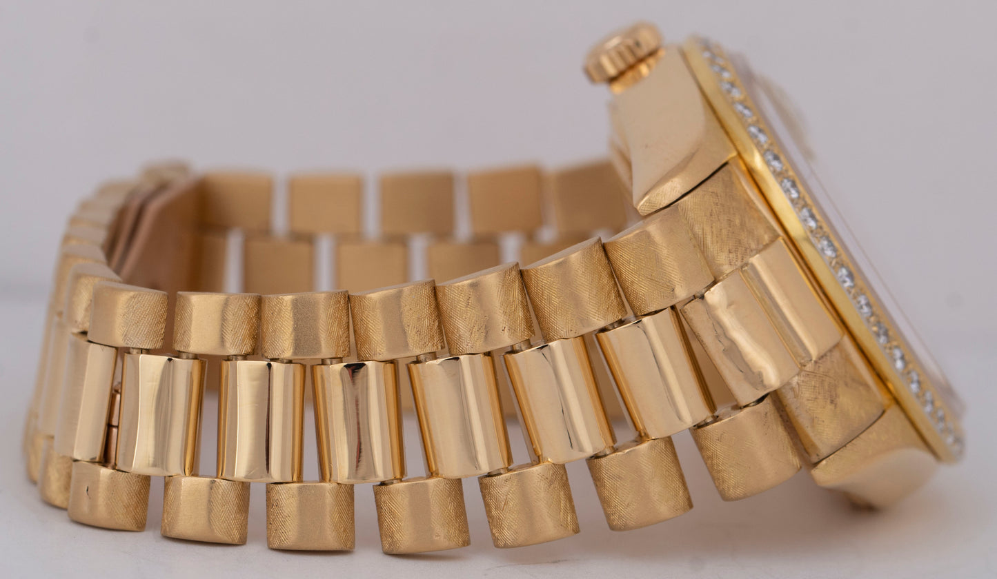 PAPERS Rolex Day-Date President Florentine 36mm DIAMOND 18K Gold Watch 18038 BOX