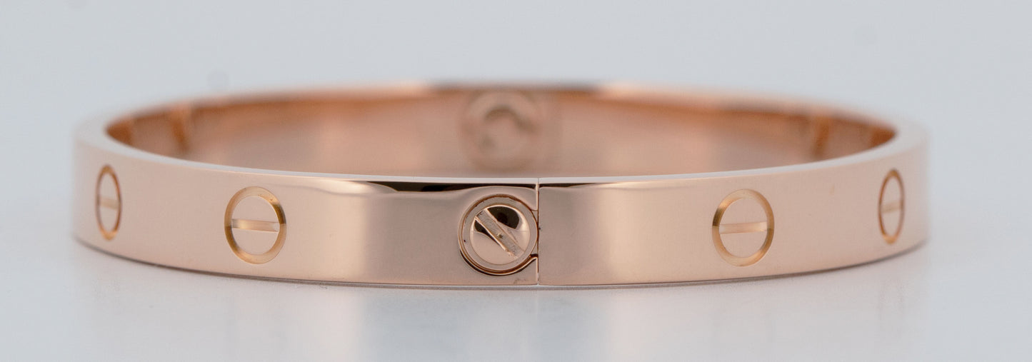 PAPERS Cartier LOVE Bracelet 18K ROSE Gold Size 17 AU 750 Screwdriver Band BOX