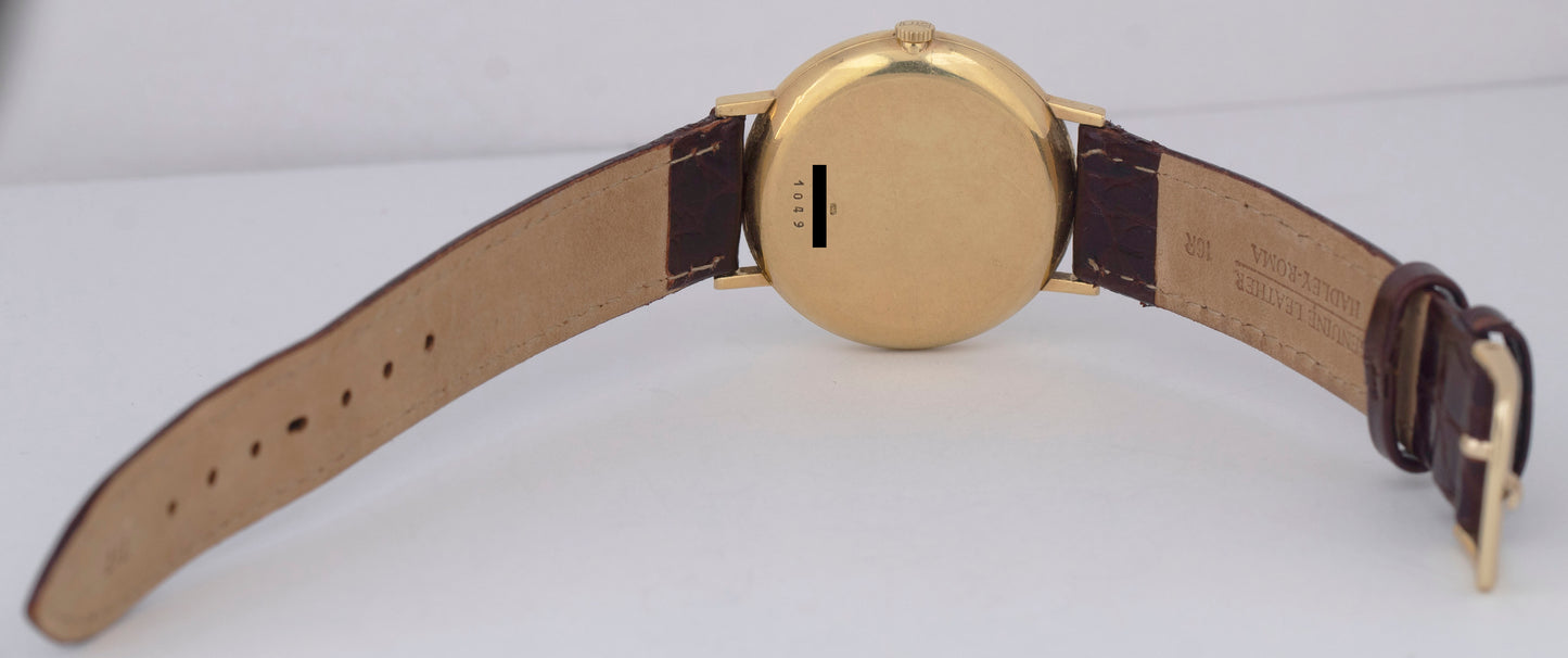 Chopard Geneve Automatic 1049 White 34mm 18K Yellow Gold Leather Automatic Watch