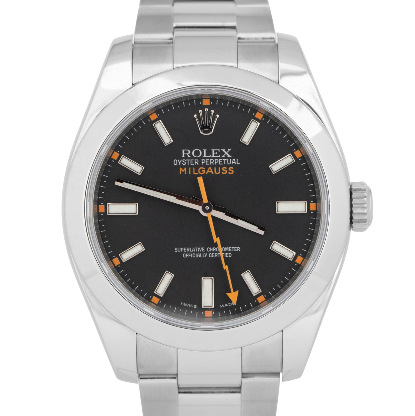 MINT PAPERS Rolex Milgauss 116400 Black Orange 40mm Stainless Steel Watch BOX