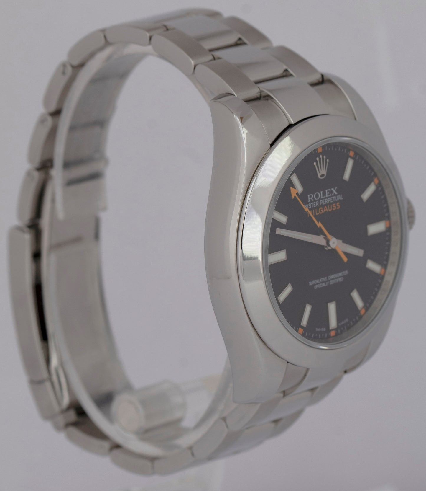 MINT PAPERS Rolex Milgauss 116400 Black Orange 40mm Stainless Steel Watch BOX