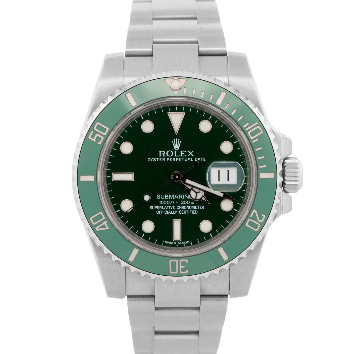 UNPOLISHED Rolex Submariner HULK Ceramic Stainless Green 40mm Watch 116610 LV