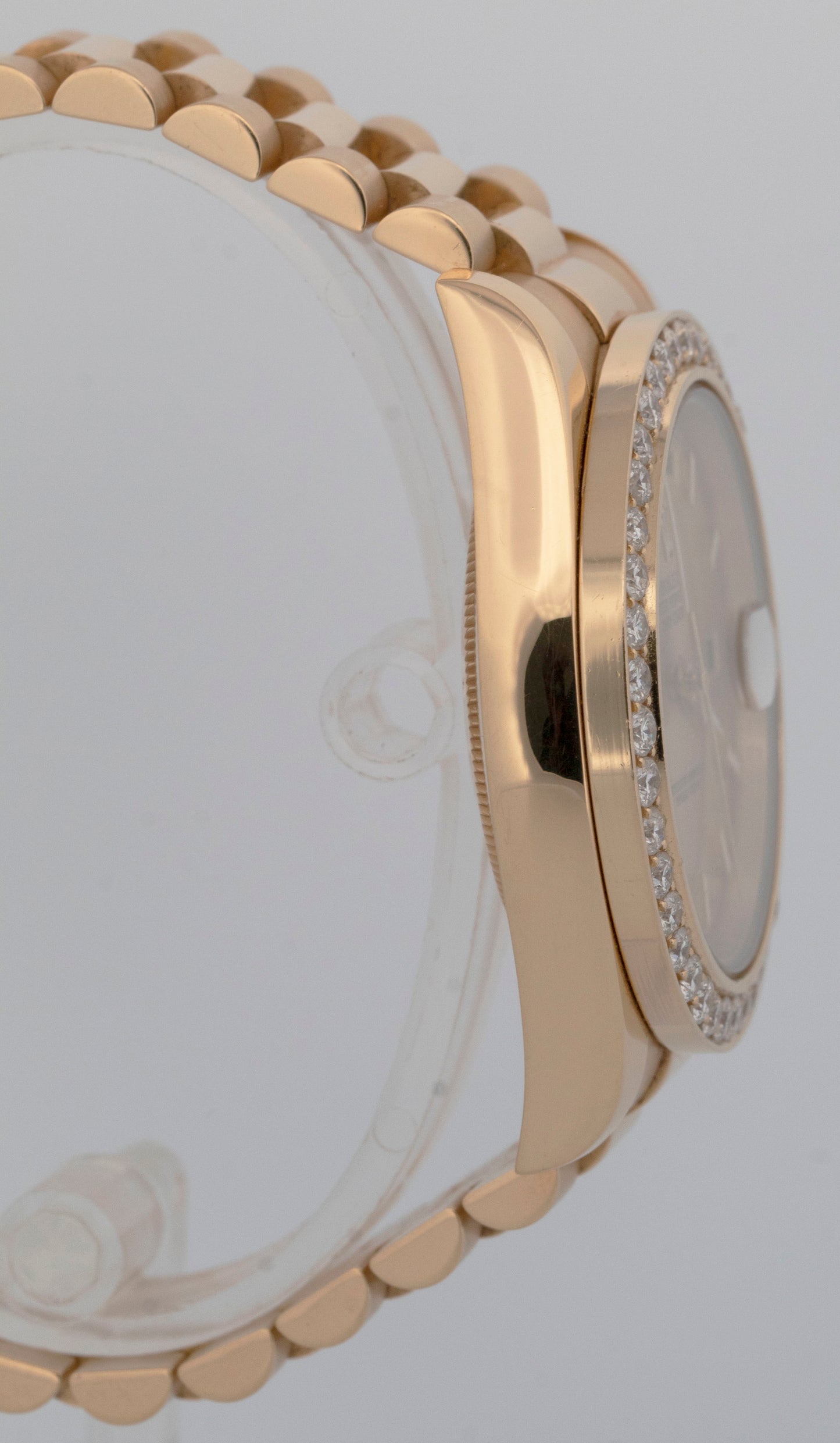 Rolex Day-Date II President 41mm Champagne DIAMOND BEZEL 18K 218238 Watch BOX