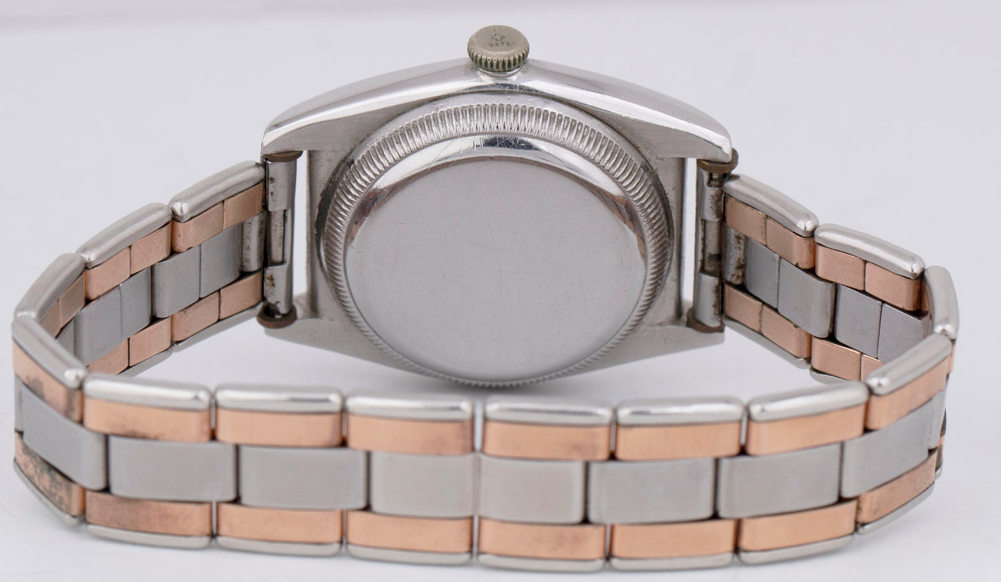 1945 Vintage Rolex Oyster Perpetual ROSE GOLD Bubbleback 32mm White Watch 3133