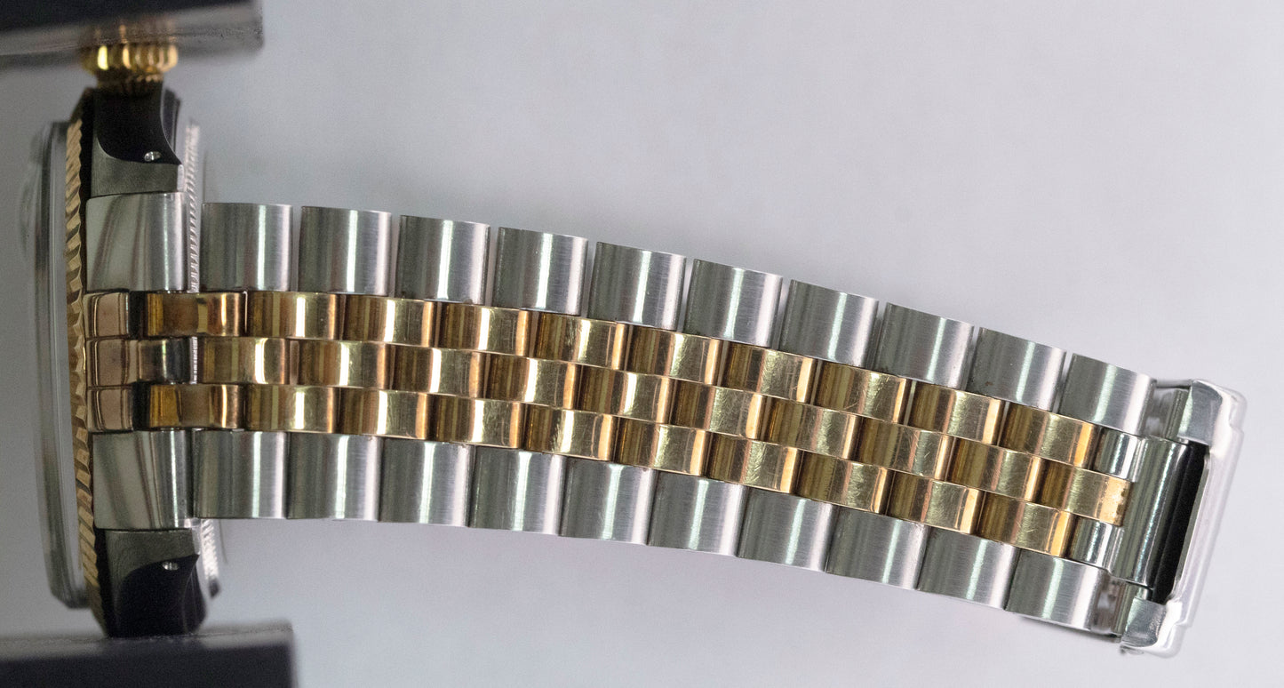 TOP CONDITION 1971 Rolex DateJust 36mm Black 14K Gold Two-Tone Steel Watch 1601