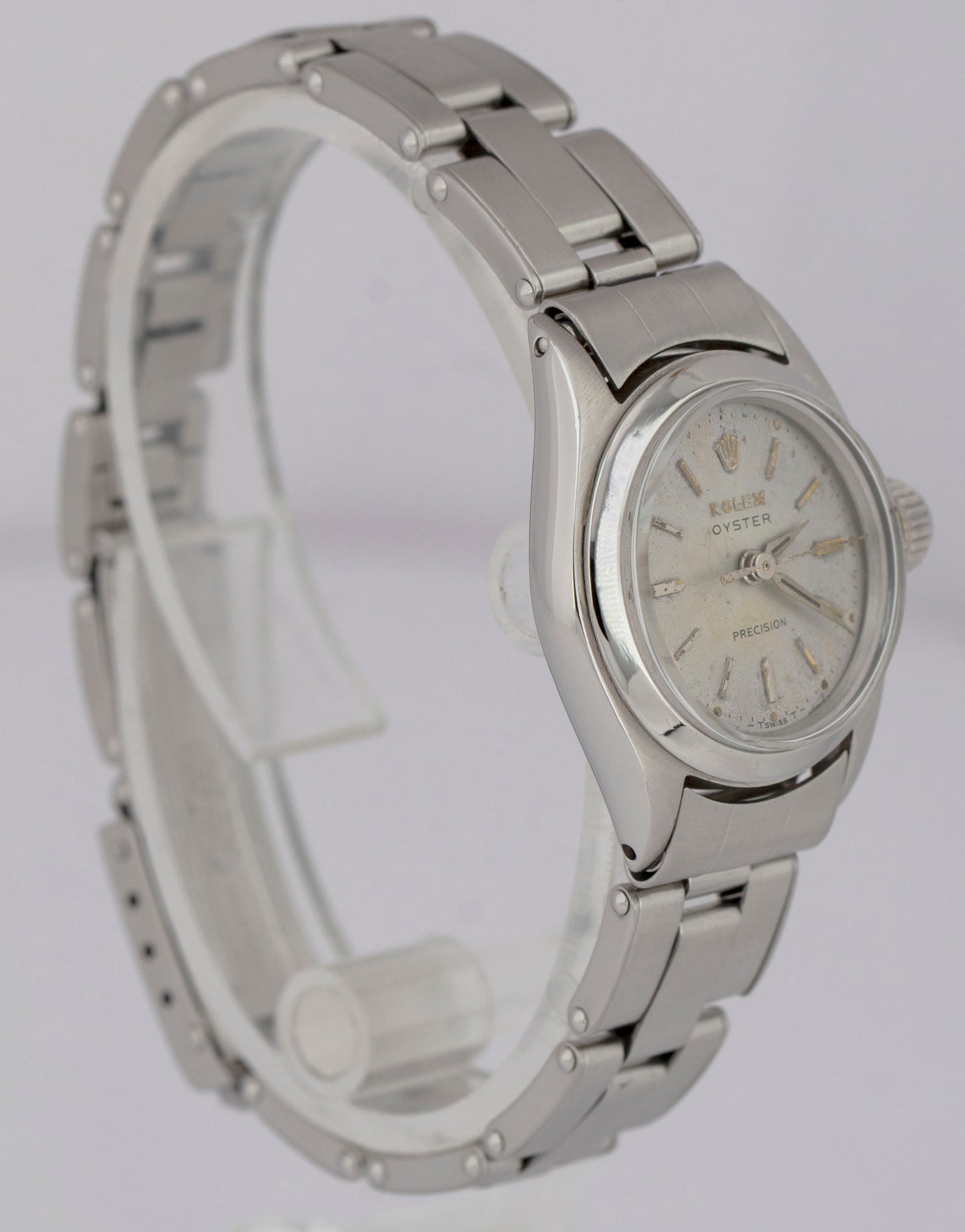 1965 PAPERS Ladies Rolex Oysterdate Precision 24mm Manual 6410 Steel Watch BOX