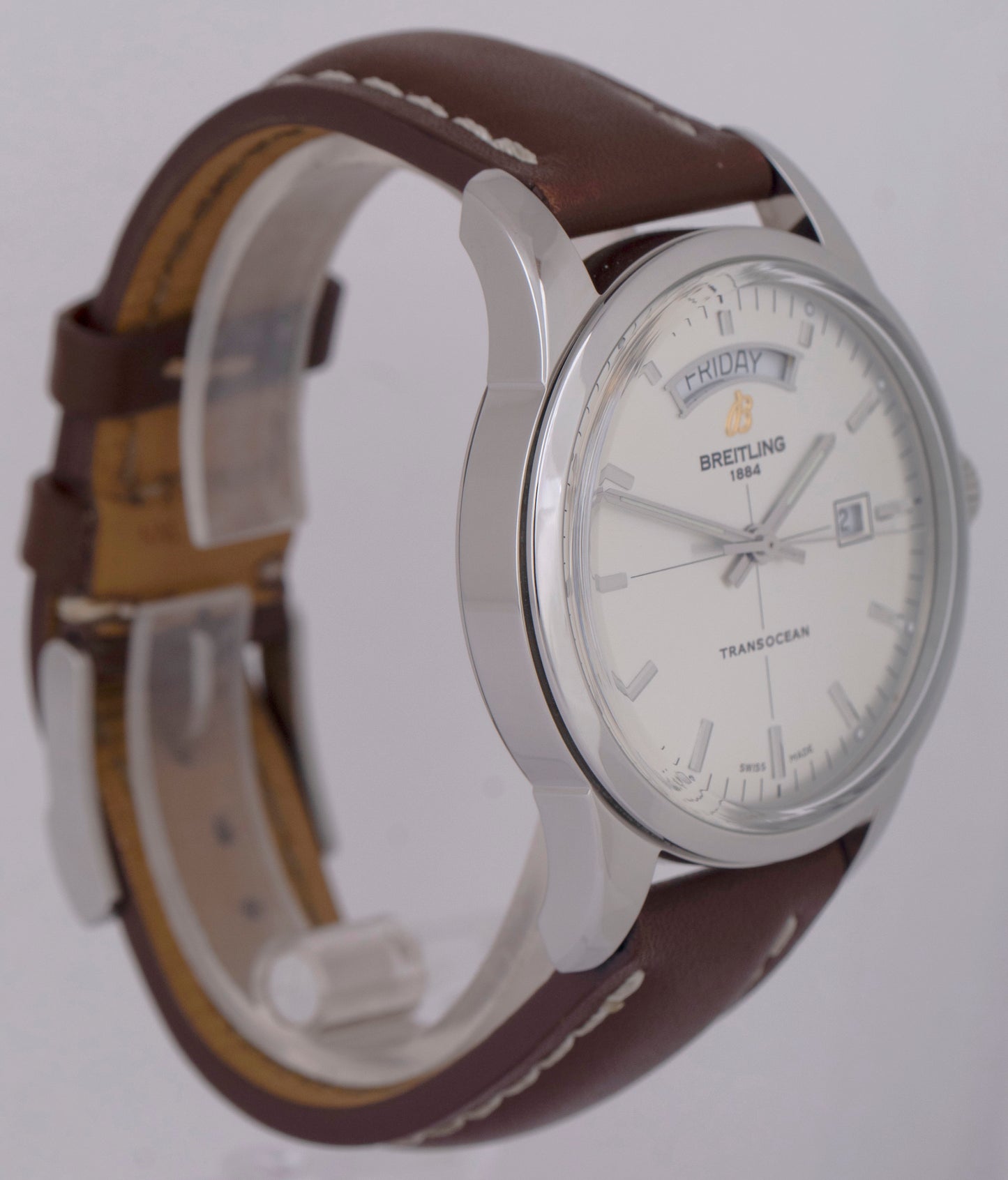 MINT Breitling Transocean Day-Date 43mm A45310 Stainless Steel Automatic Watch