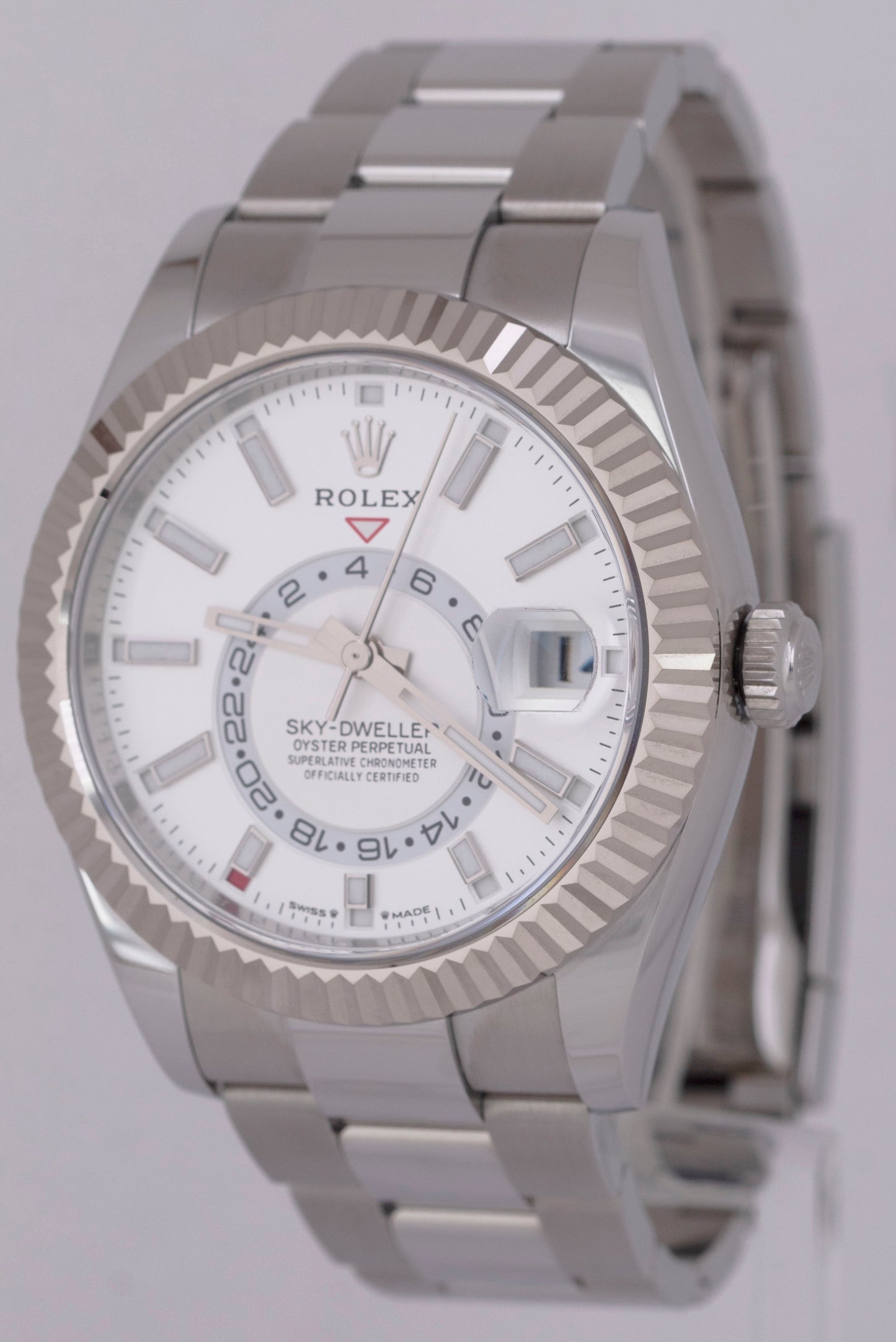 UNWORN JULY 2024 PAPERS Rolex Sky-Dweller White 42mm Oyster 18K Watch 336934 BOX