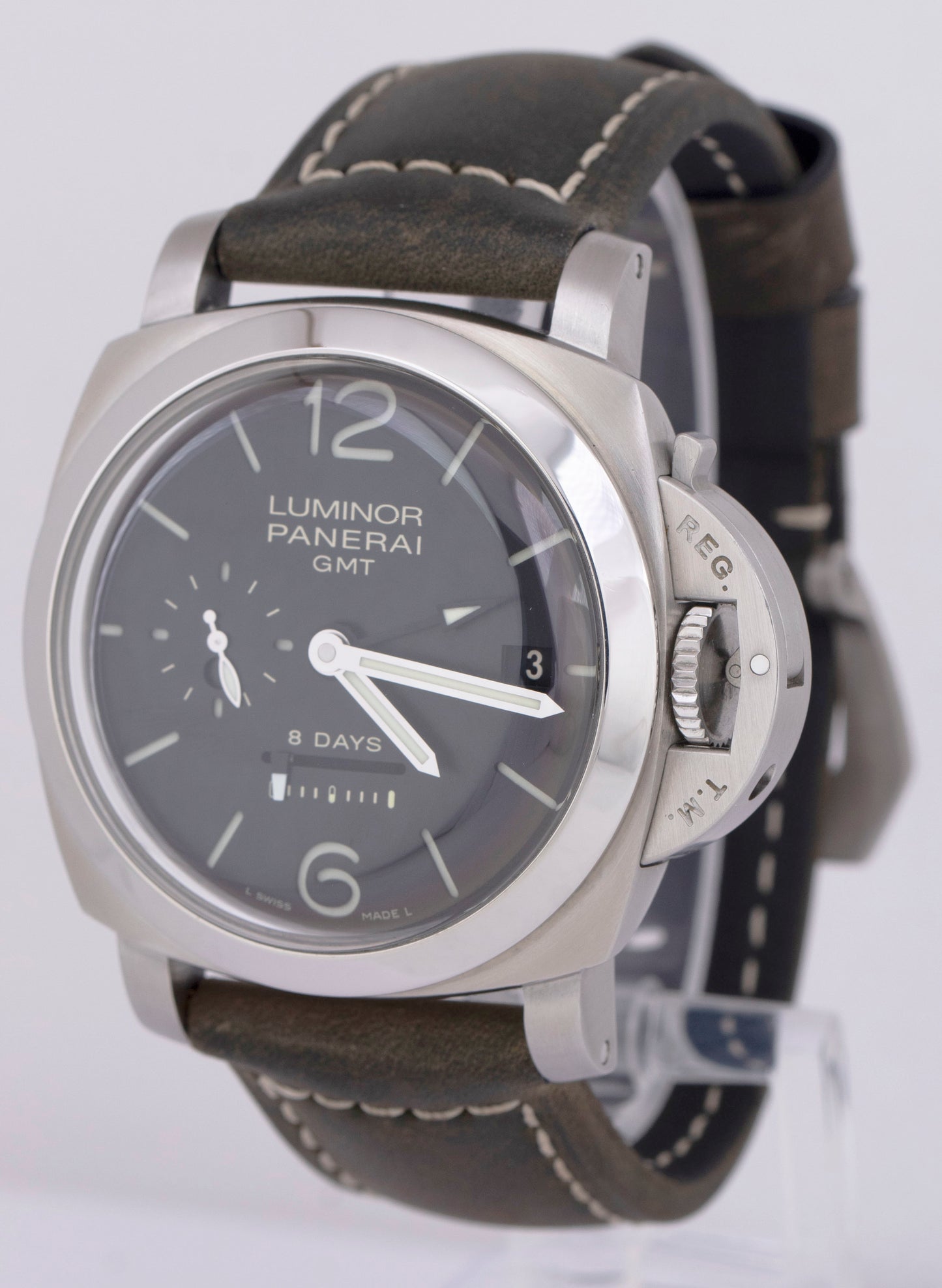 MINT Panerai Luminor Marina PAM00233 1950 GMT 8 Days DOT DIAL 44mm Watch BOX