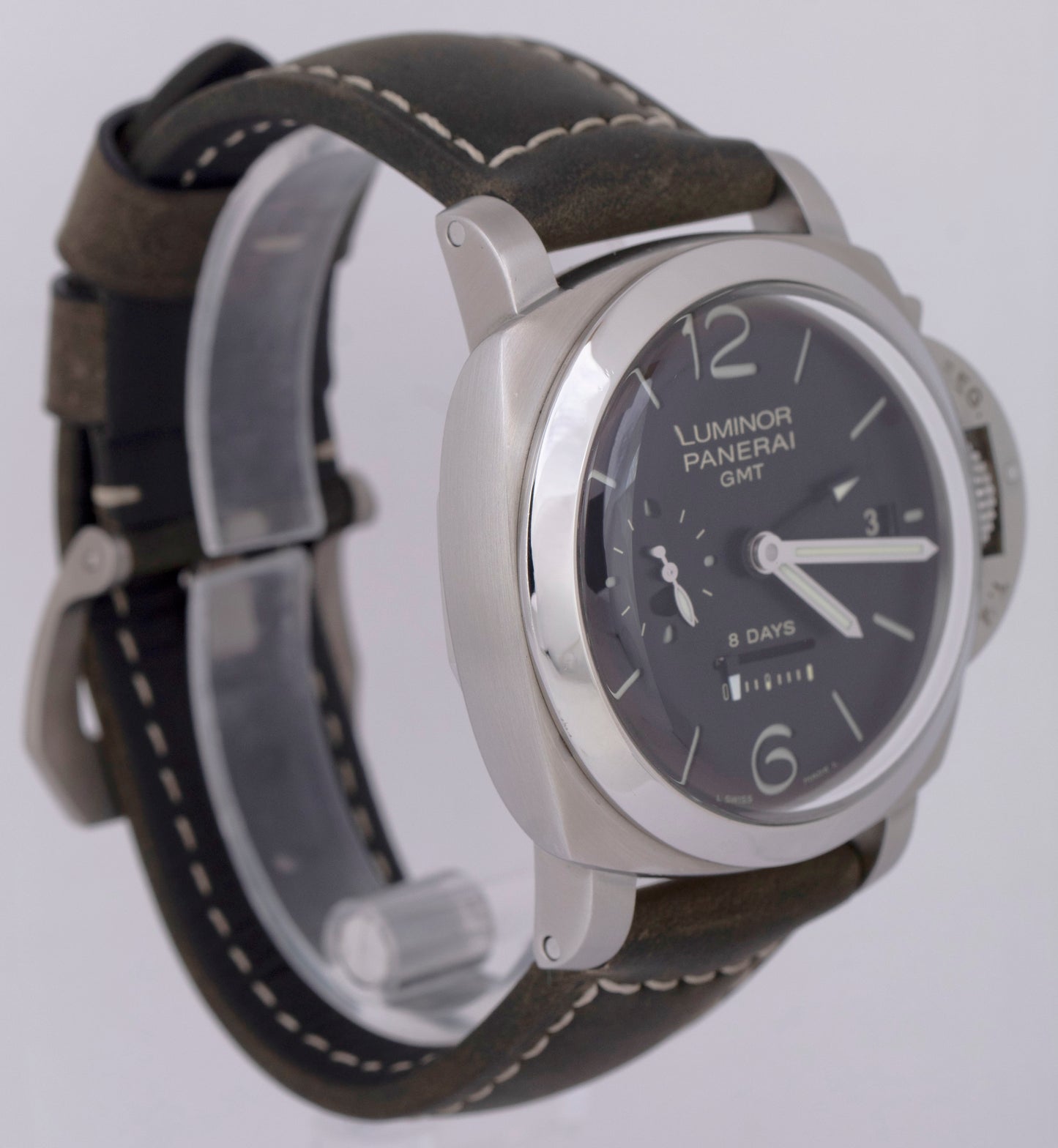 MINT Panerai Luminor Marina PAM00233 1950 GMT 8 Days DOT DIAL 44mm Watch BOX