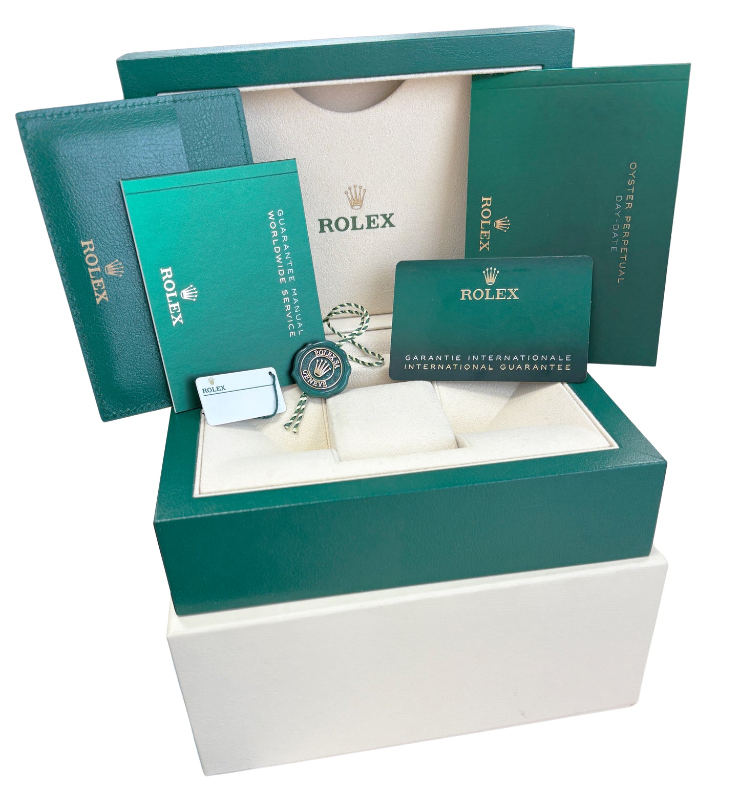 PAPERS Rolex Day-Date President 40mm GREEN OMBRE Yellow Gold 228238 Watch BOX