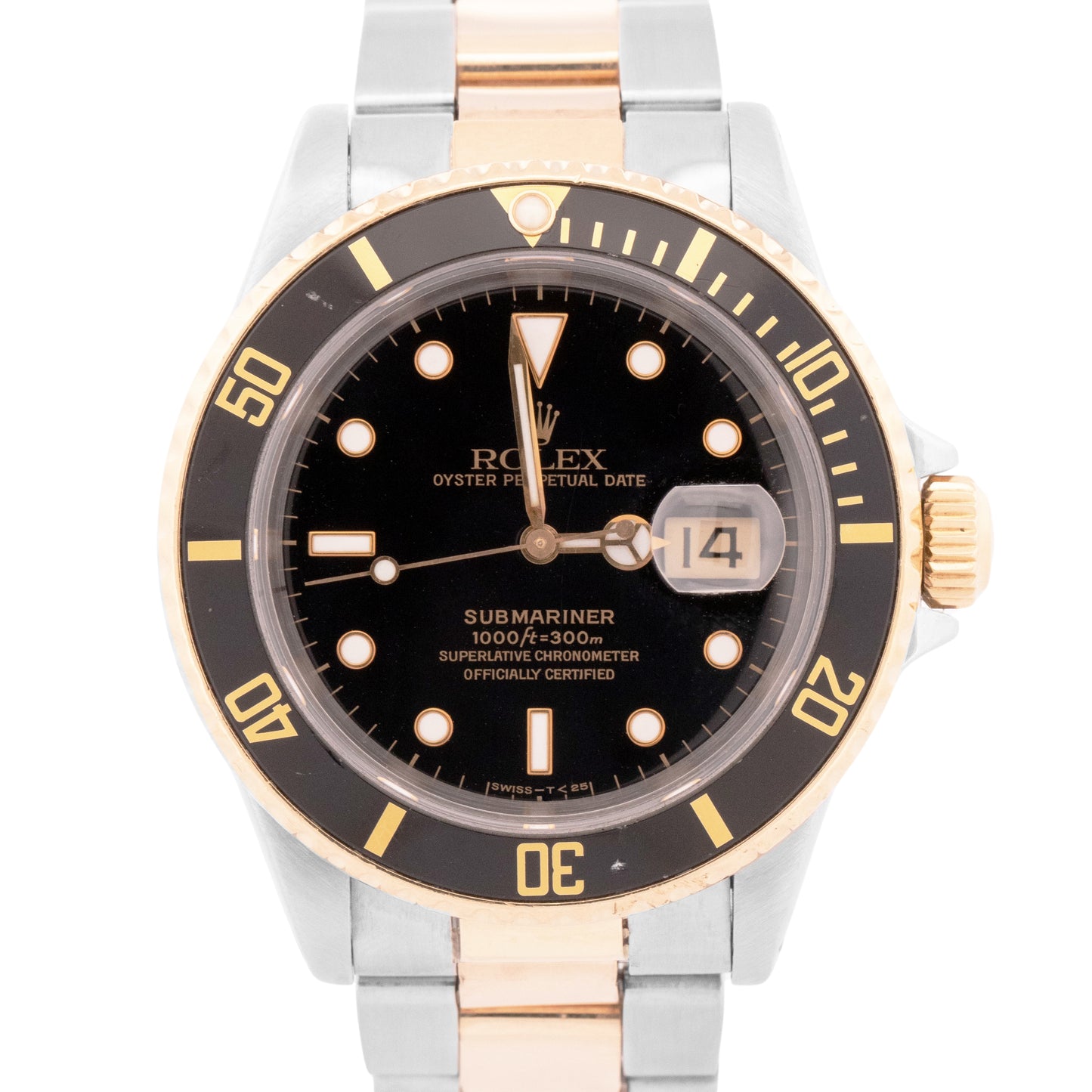1993 Rolex Submariner Date 40mm BLACK 18K Yellow Gold Stainless 16613 LN Watch