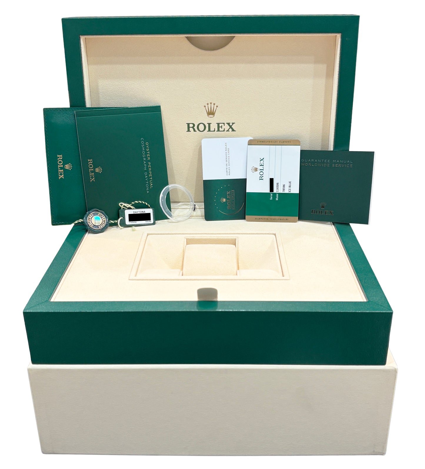 2025 RSC Rolex Cosmograph Daytona Platinum PAPERS 116506 Glacier Blue Watch BOX