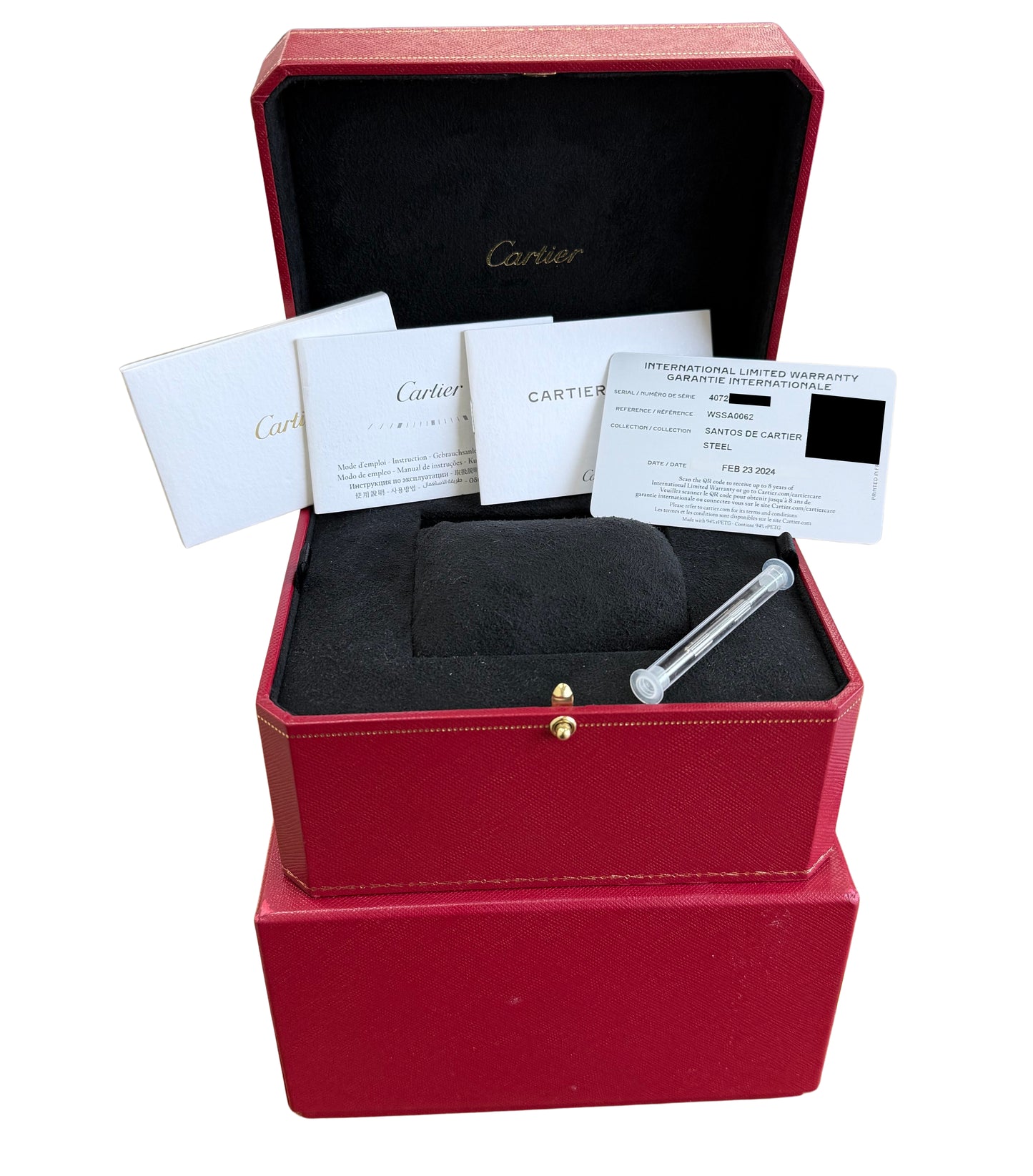 MINT 2024 PAPERS Cartier Santos-Dumont GREEN 4072 WSSA0062 39.8mm Date Watch BOX
