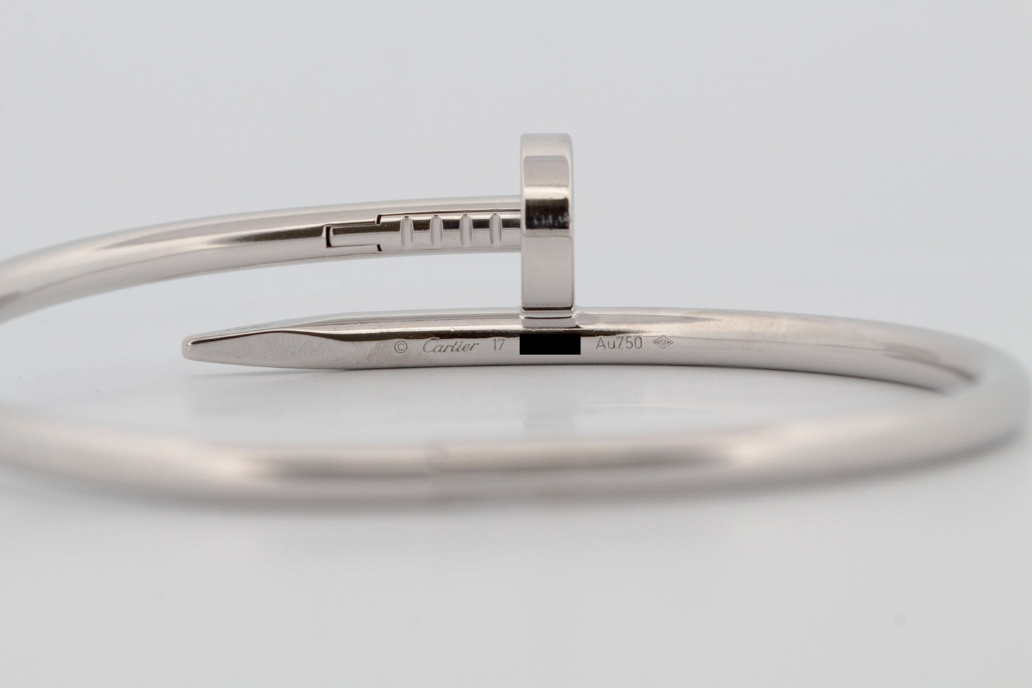 PAPERS Cartier Juste Un Clou Nail Bracelet Size 17 18K White Gold AU 750 BOX