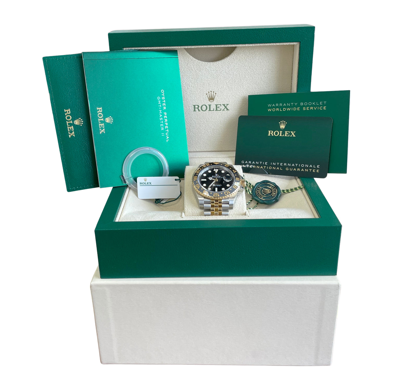 NEW UNWORN PAPERS Rolex GMT-Master II 18K Gold Two-Tone 40mm 126713 GRNR BOX