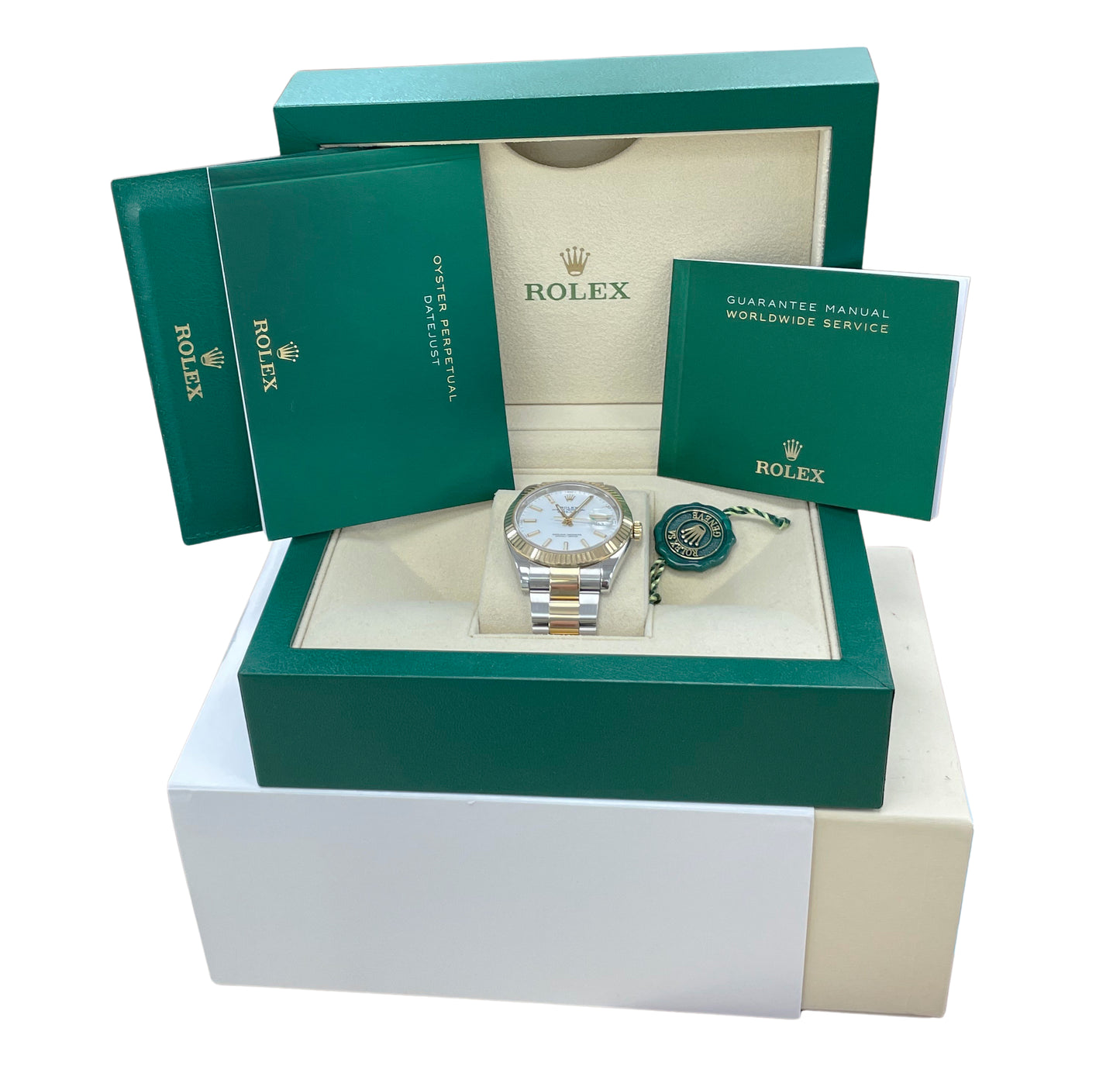 MINT 2022 Rolex DateJust White 126333 41mm 18K Gold Steel 41mm Oyster Watch BOX