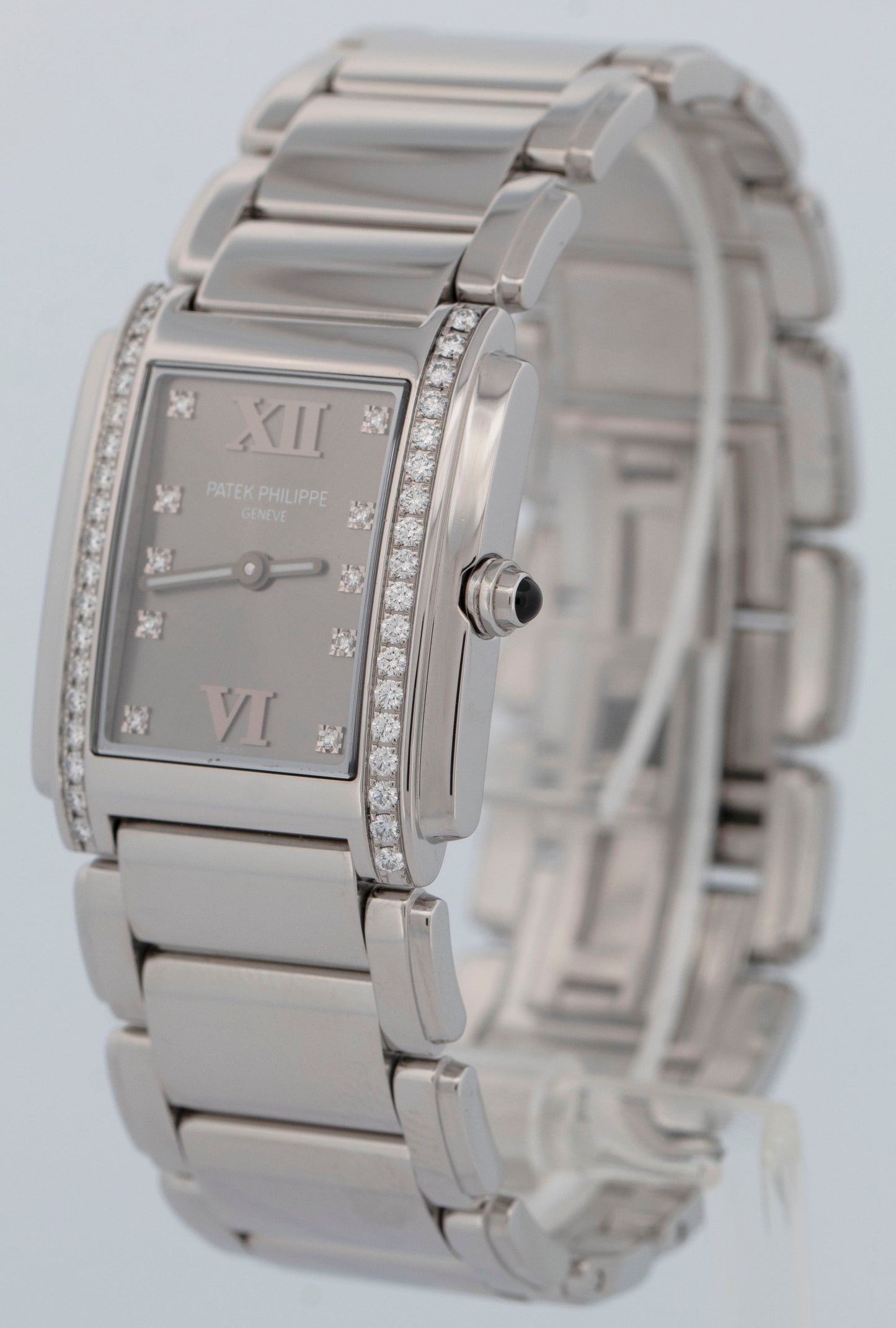 MINT PAPERS Ladies Patek Philippe Twenty-4 Grey 25mm Quartz Watch 4910/10 BOX
