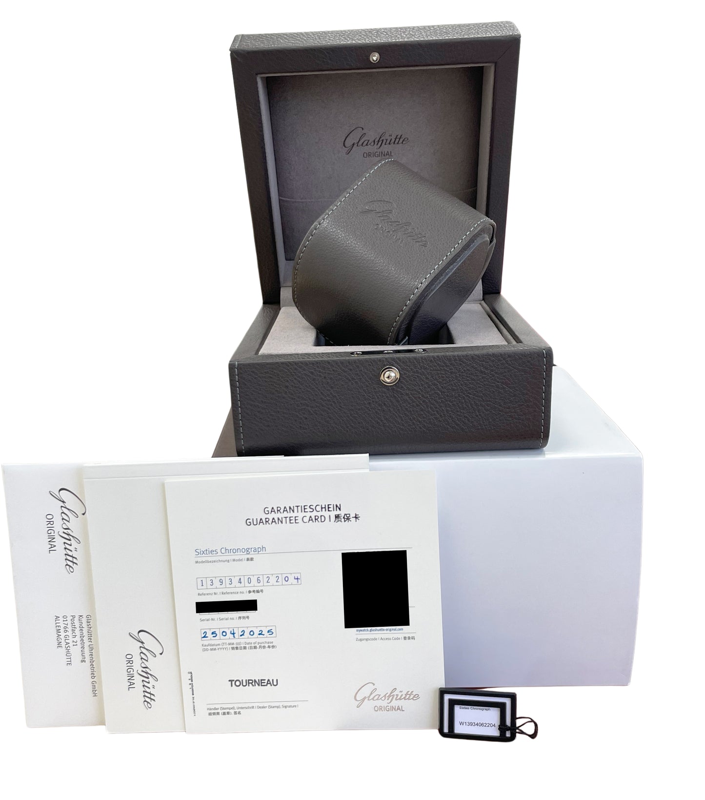 NEW 2025 PAPERS Glashutte Sixties Chronograph Grey Stone 1-39-34-06-22-04 BOX
