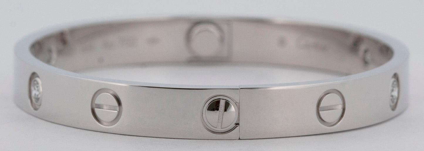 2024 PAPERS Cartier LOVE Bracelet Size 16 4 DIAMOND Solid 18K WHITE Gold AU 750