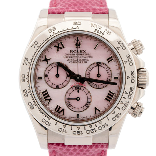 MINT PAPERS Rolex Daytona Cosmograph BEACH PINK MOP White Gold Watch 116519 BOX