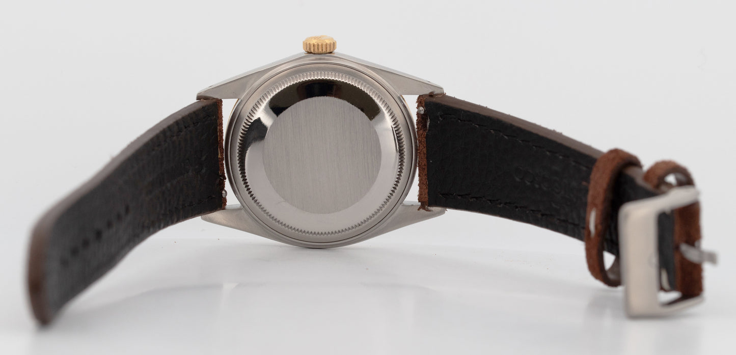 Rolex DateJust 36mm Two-Tone Steel Yellow Gold Champagne Leather 16013 Watch