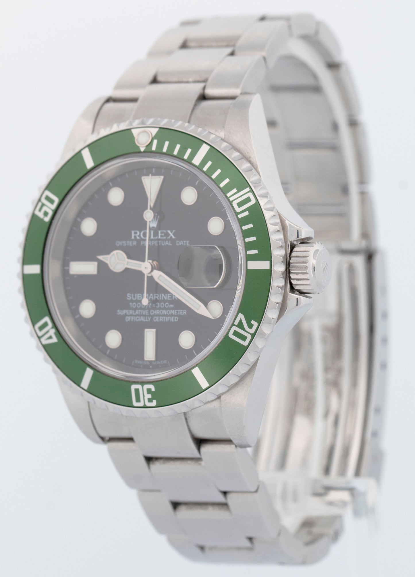 UNPOLISHED Rolex Submariner Date 40mm Kermit Green No-Holes Watch 16610 LV BOX