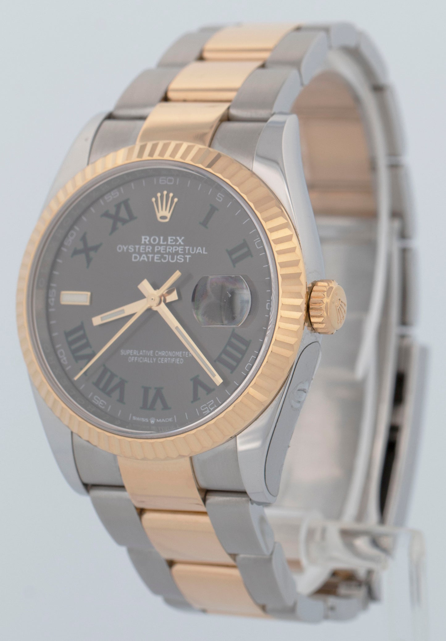 2023 Rolex DateJust WIMBLEDON Fluted 36mm 18K Yellow Gold Oyster Watch 126233