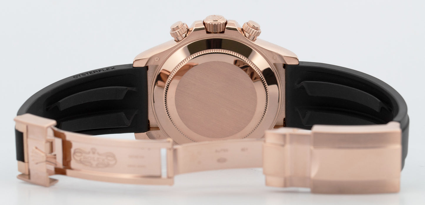 2022 Rolex Daytona CHOCOLATE 18K Everose Gold Oysterflex Watch 116515 LN BOX