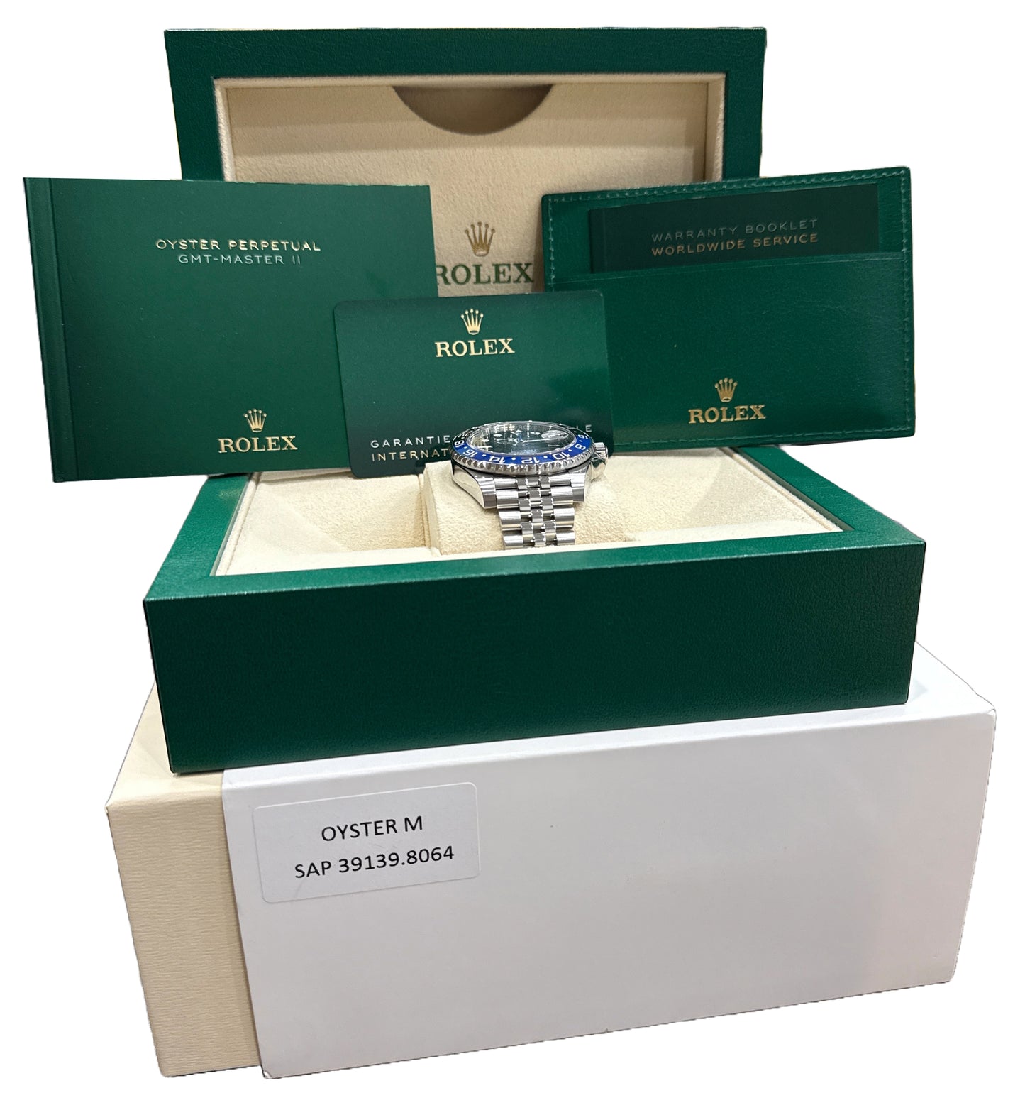 2021 PAPERS Rolex GMT-Master II BATGIRL Blue Black JUBILEE 40mm 126710 BLNR BOX