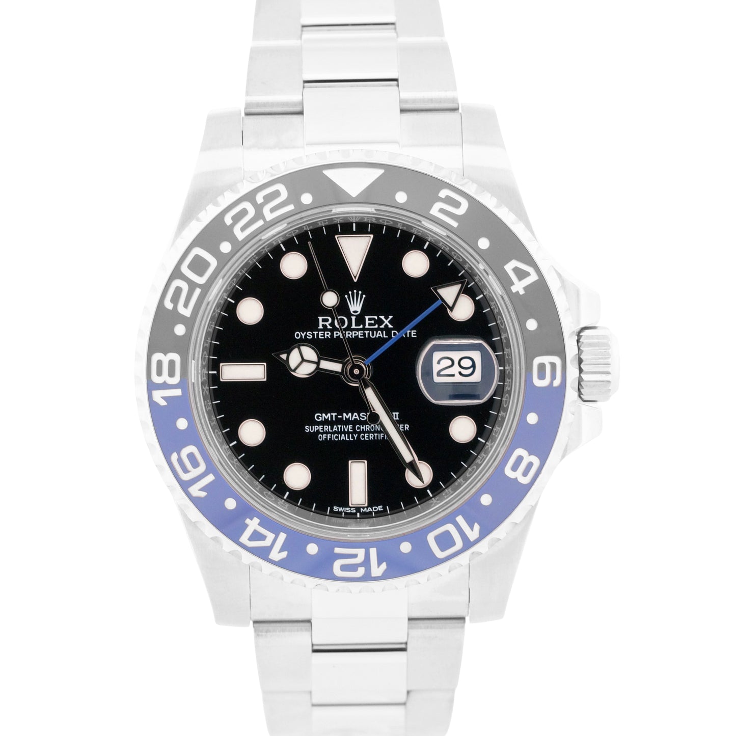 PAPERS Rolex GMT-Master II BATMAN Blue Black Steel Ceramic 40mm 116710 BLNR BOX