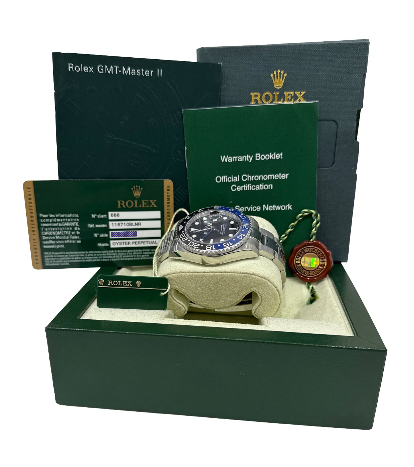 PAPERS Rolex GMT-Master II BATMAN Blue Black Steel Ceramic 40mm 116710 BLNR BOX