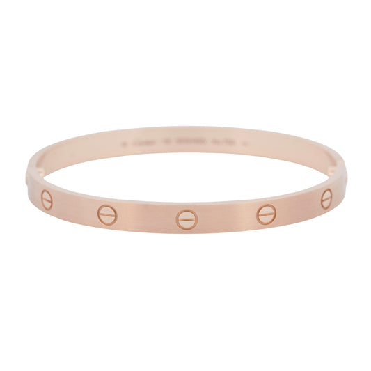 MINT 2024 PAPERS Cartier LOVE Bracelet BRUSHED 18K ROSE Gold Size 19 AU 750 BOX