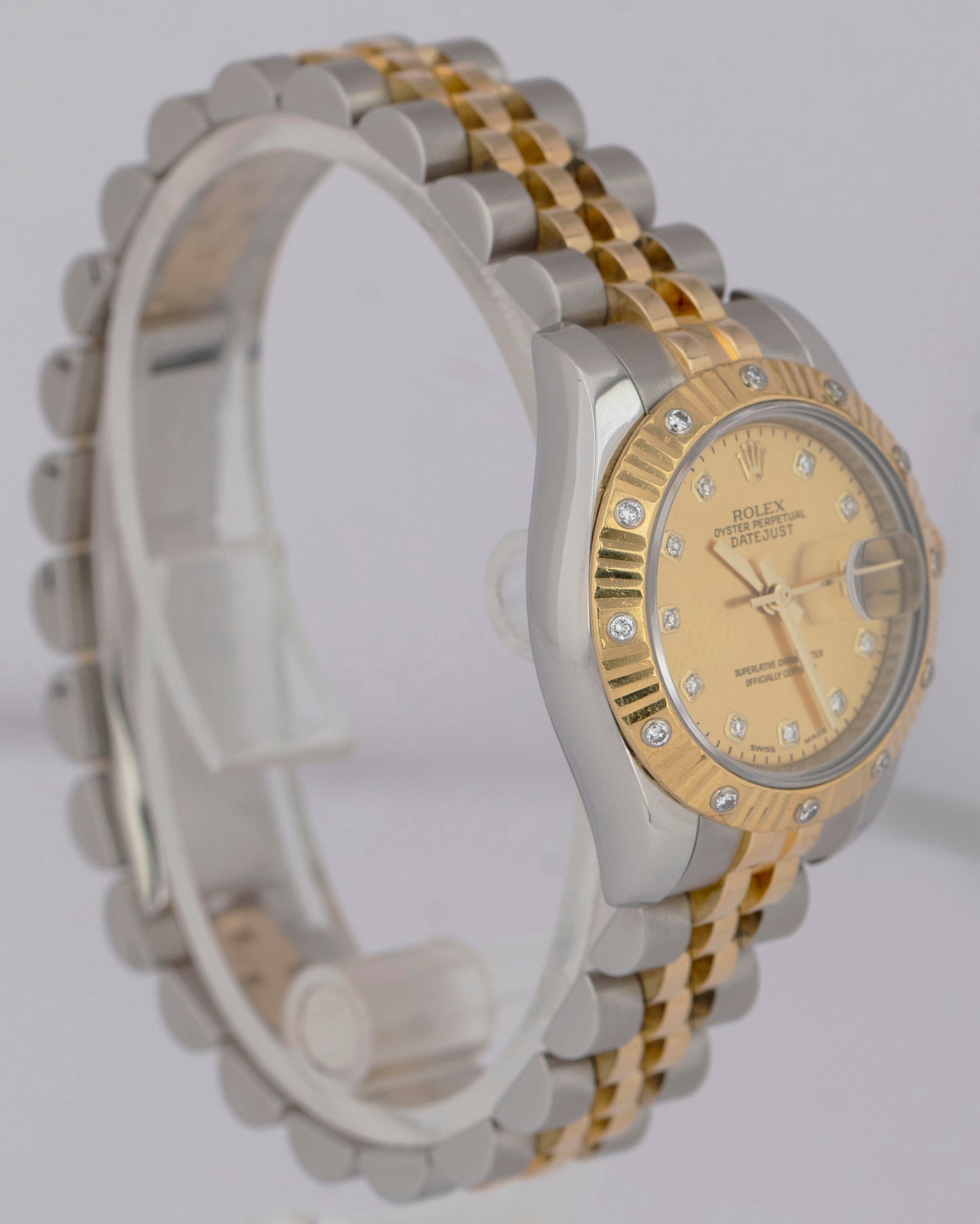 PAPERS Rolex DateJust 26mm FACTORY DIAMOND CHAMPAGNE MOP 179313 Gold JUBILEE BOX