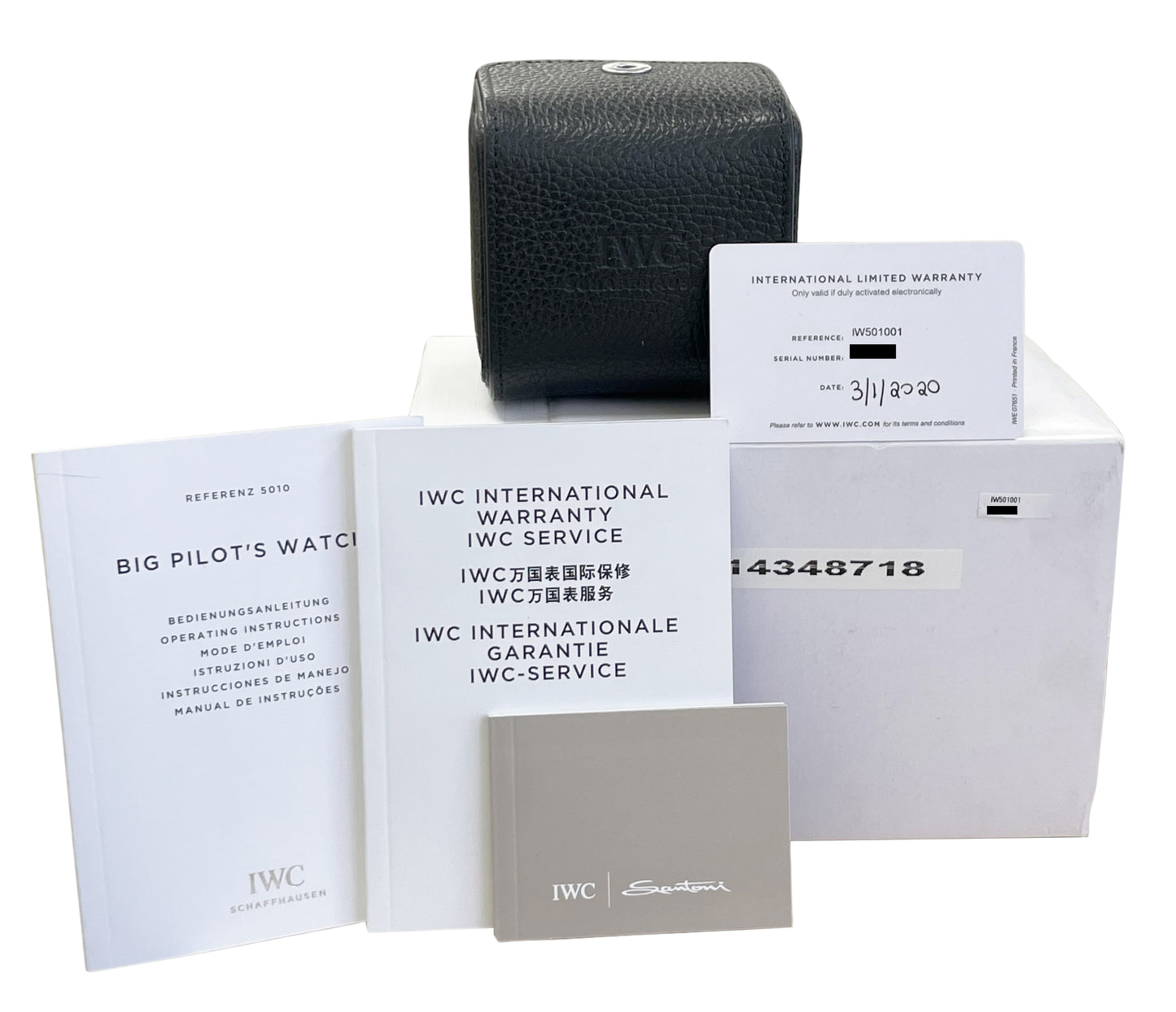 MINT PAPERS IWC Big Pilot Black 7 Day Automatic 46mm Steel IW501001 Watch BOX