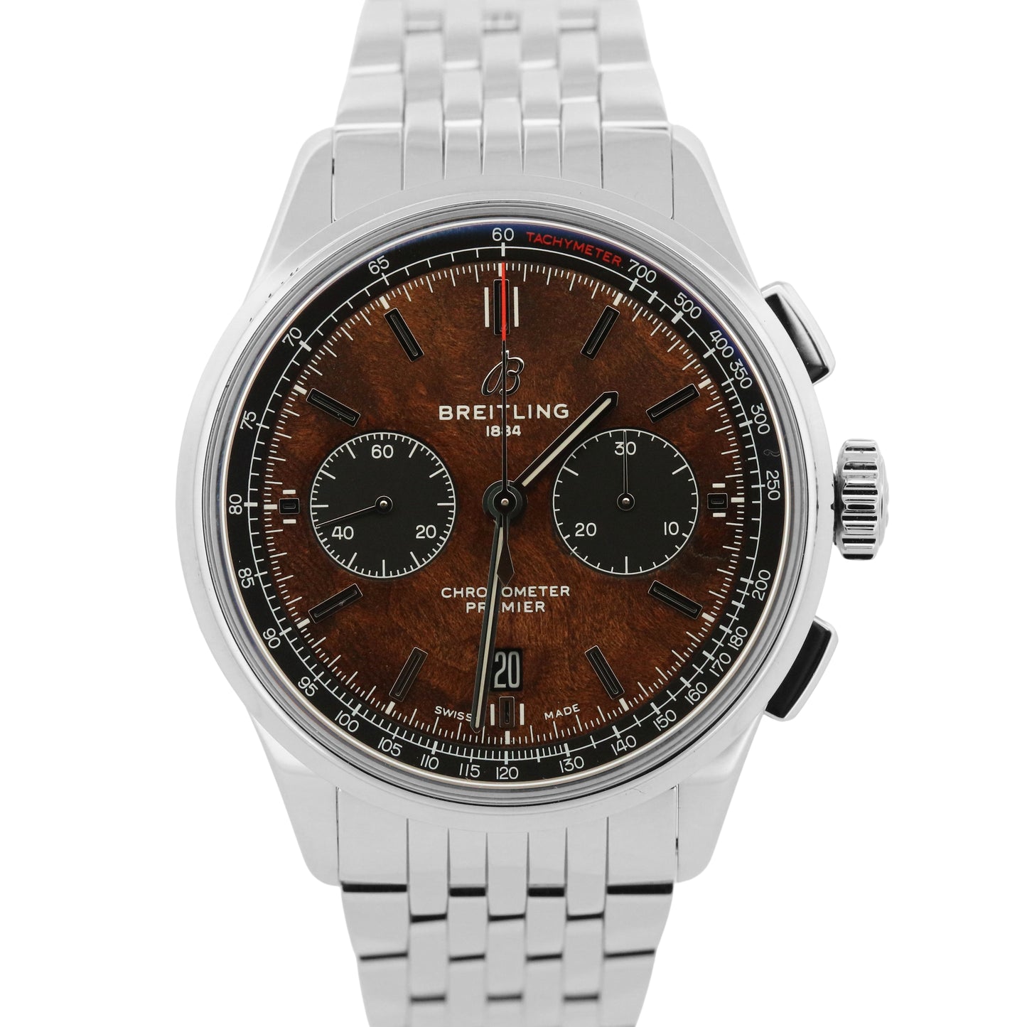 MINT Breitling Premier B01 BENTLEY 42mm Stainless Steel BROWN Date Watch AB0118