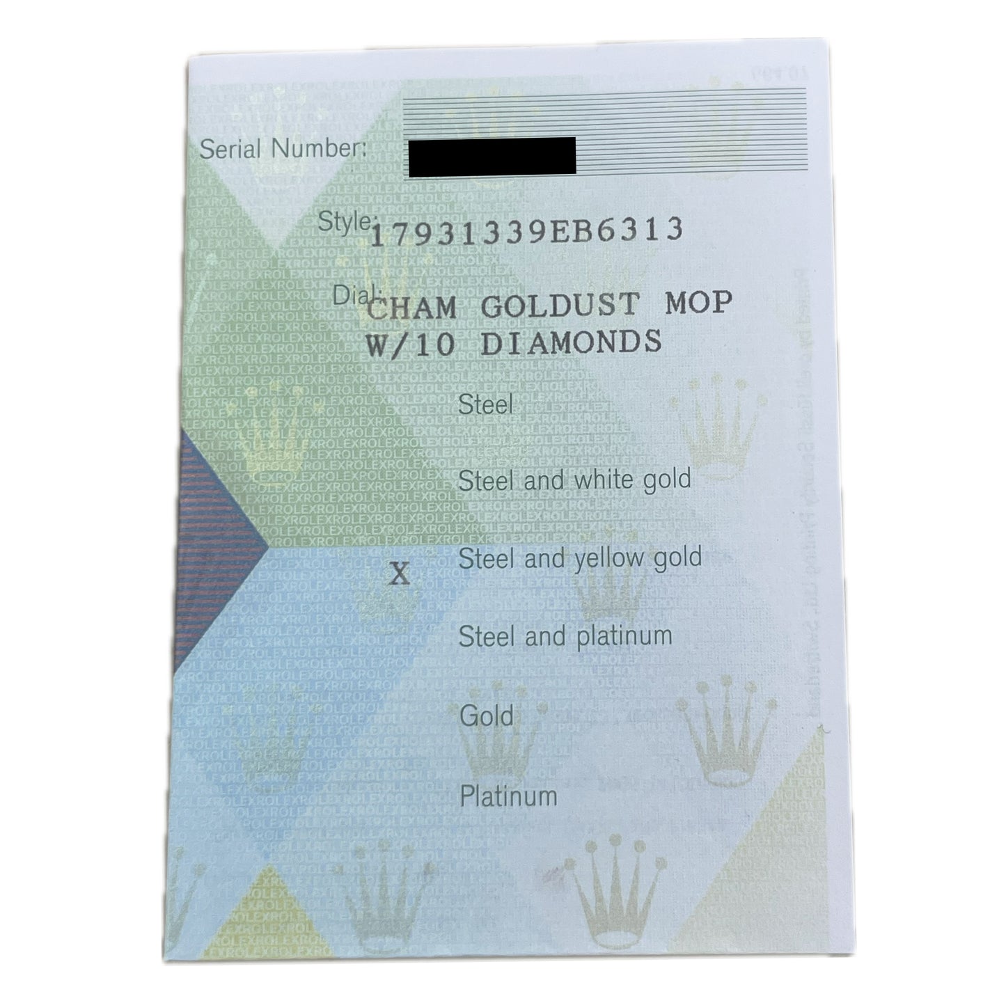 PAPERS Rolex DateJust 26mm FACTORY DIAMOND CHAMPAGNE MOP 179313 Gold JUBILEE BOX