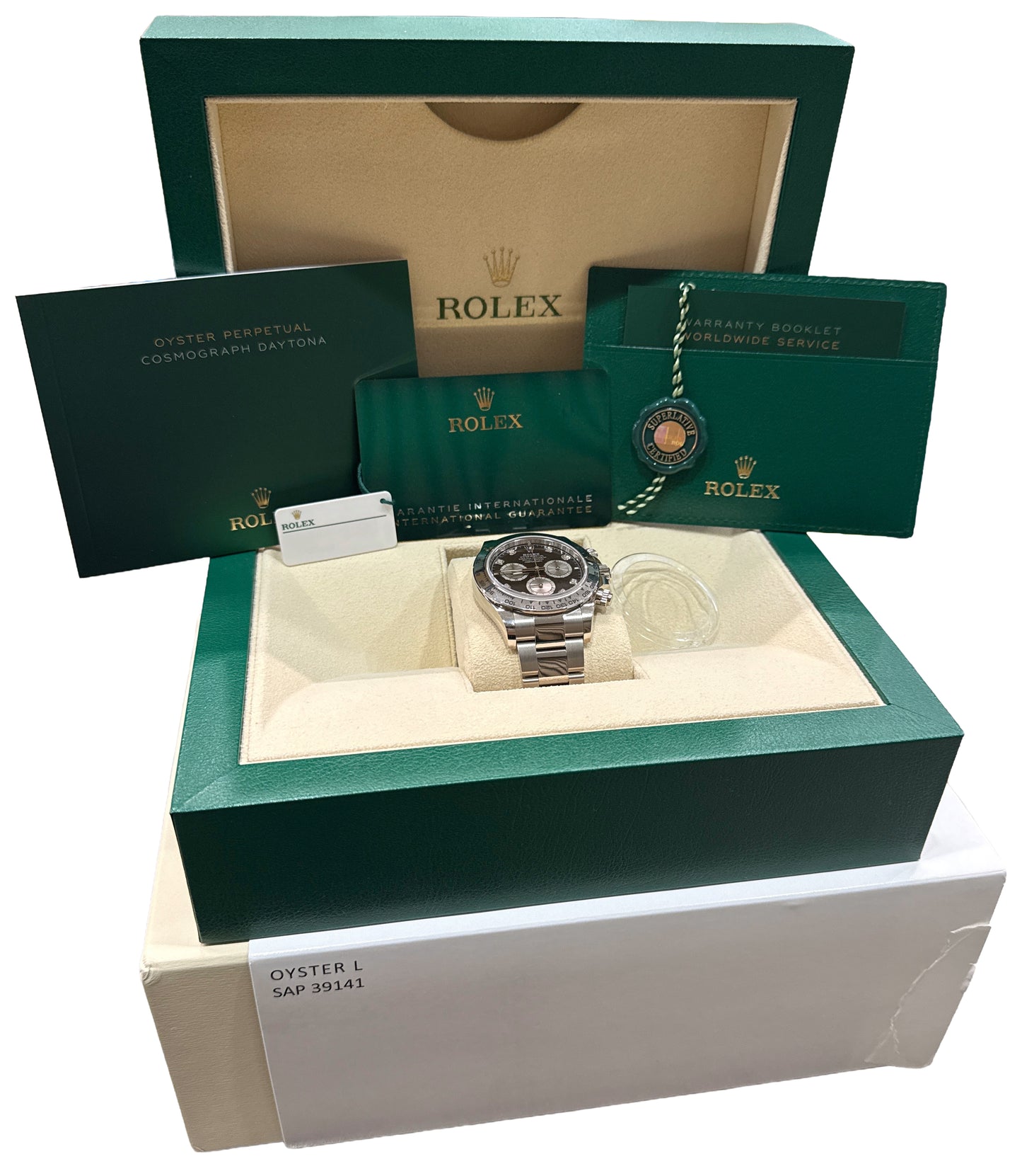 UNWORN 2024 PAPERS Rolex Daytona Cosmograph BLACK DIAMOND 18K 40mm 126509 BOX