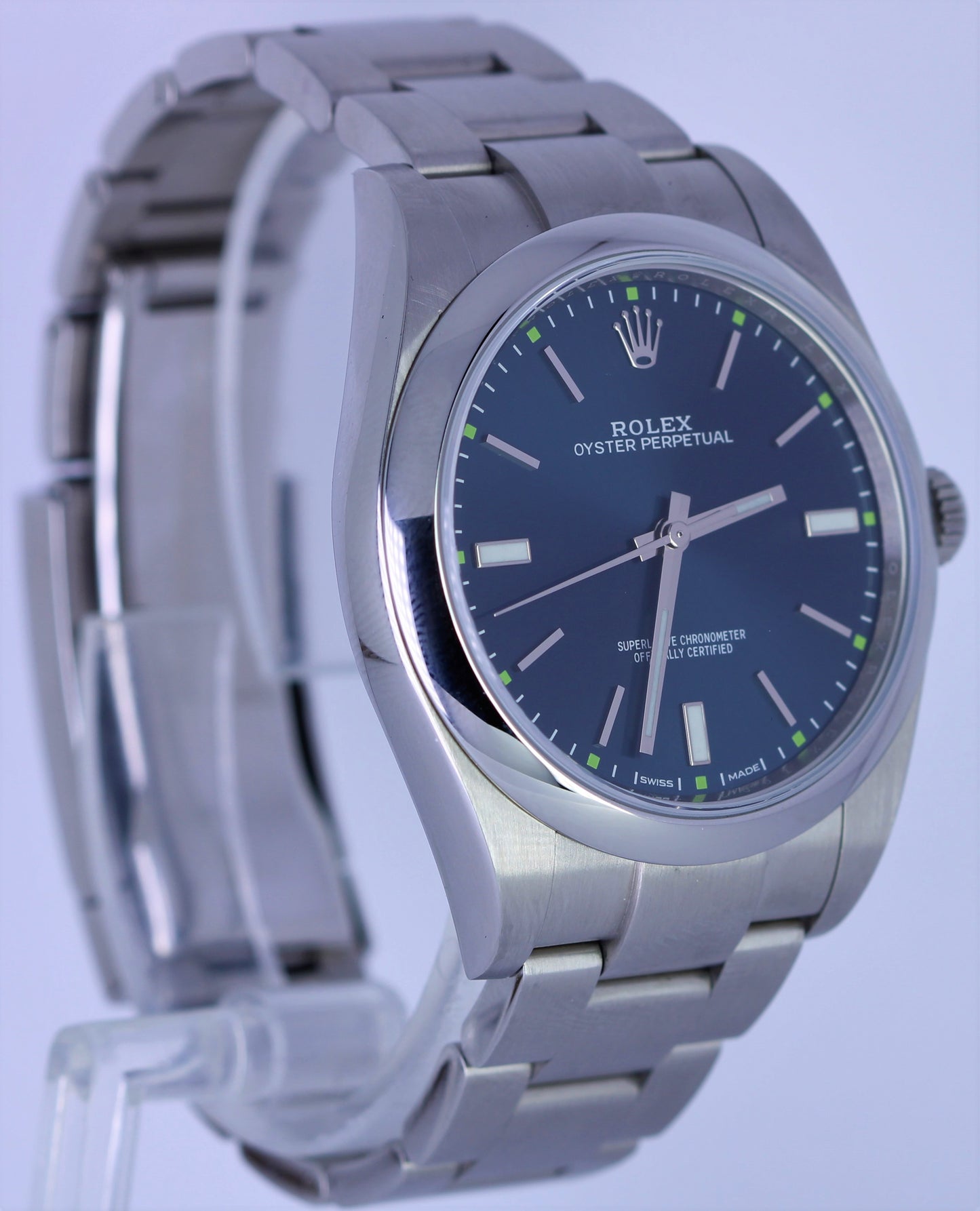 MINT Rolex Oyster Perpetual BLUE 39mm Stainless Steel Automatic Watch 114300