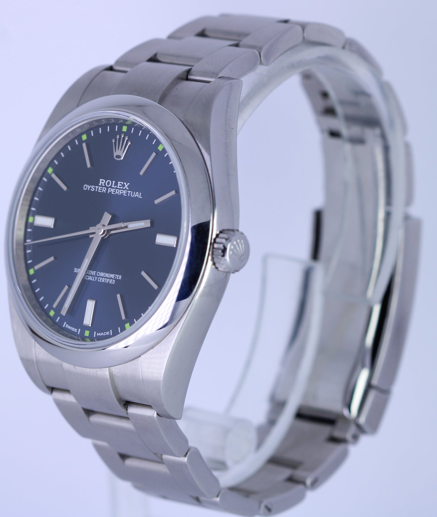 MINT Rolex Oyster Perpetual BLUE 39mm Stainless Steel Automatic Watch 114300