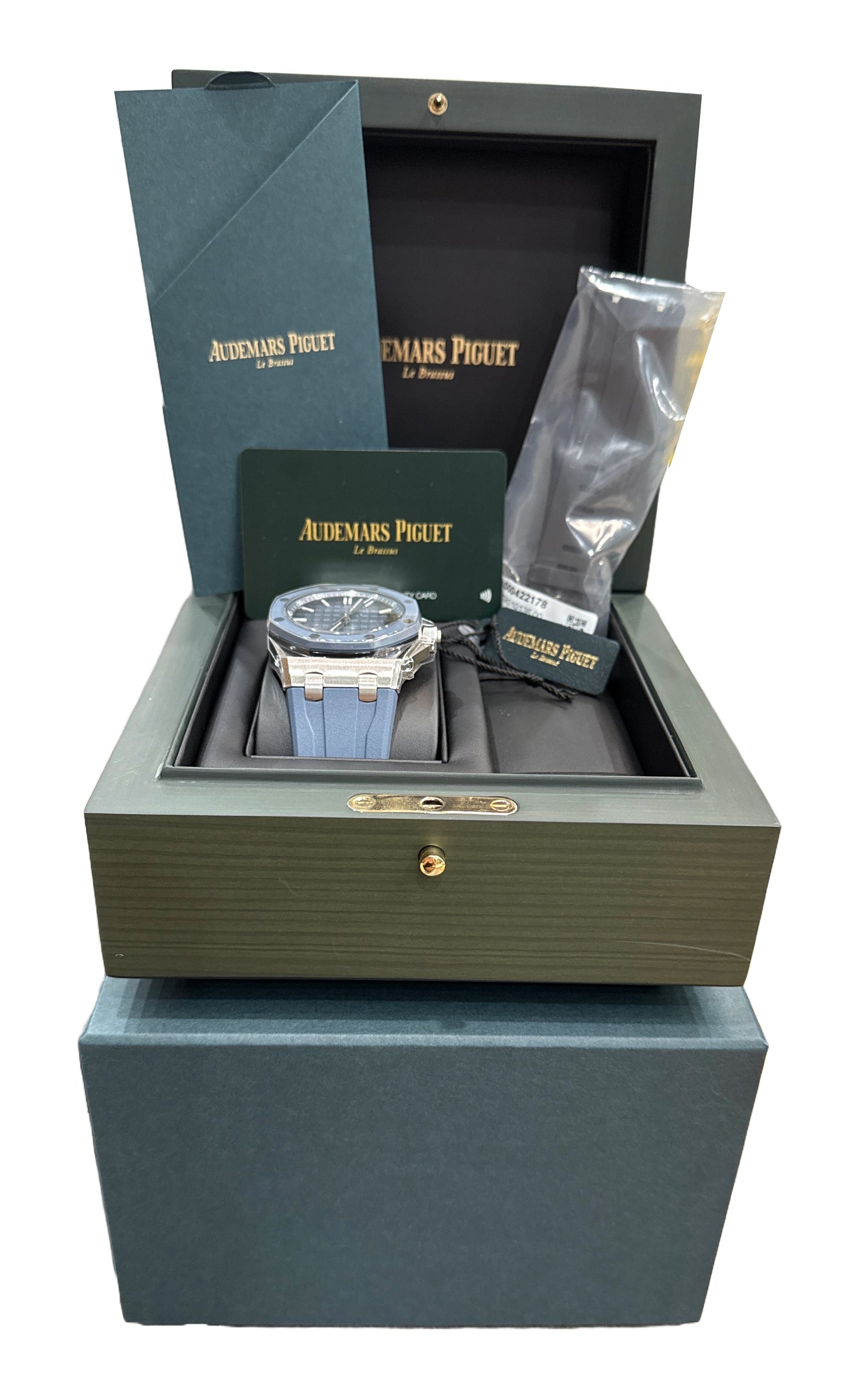 NEW 2025 PAPERS Audemars Piguet Royal Oak Offshore BLUE Rubber 43mm 15605SK BOX