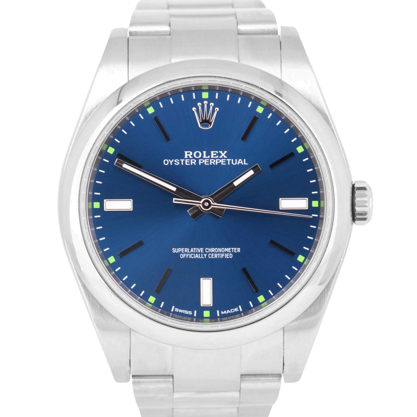 NEW STICKERED Rolex Oyster Perpetual BLUE 39mm PAPERS Stainless Steel 114300 BOX
