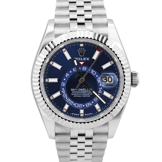 NEW 2025 PAPERS Rolex Sky-Dweller BLUE 42mm JUBILEE 18K Steel Watch 336934 BOX