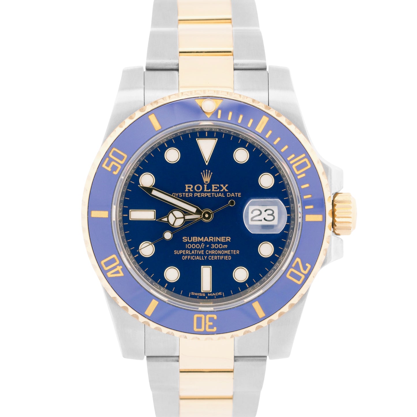 Rolex Submariner Date BLUE Ceramic Stainless Steel 18K Gold 116613 LB 40mm Watch