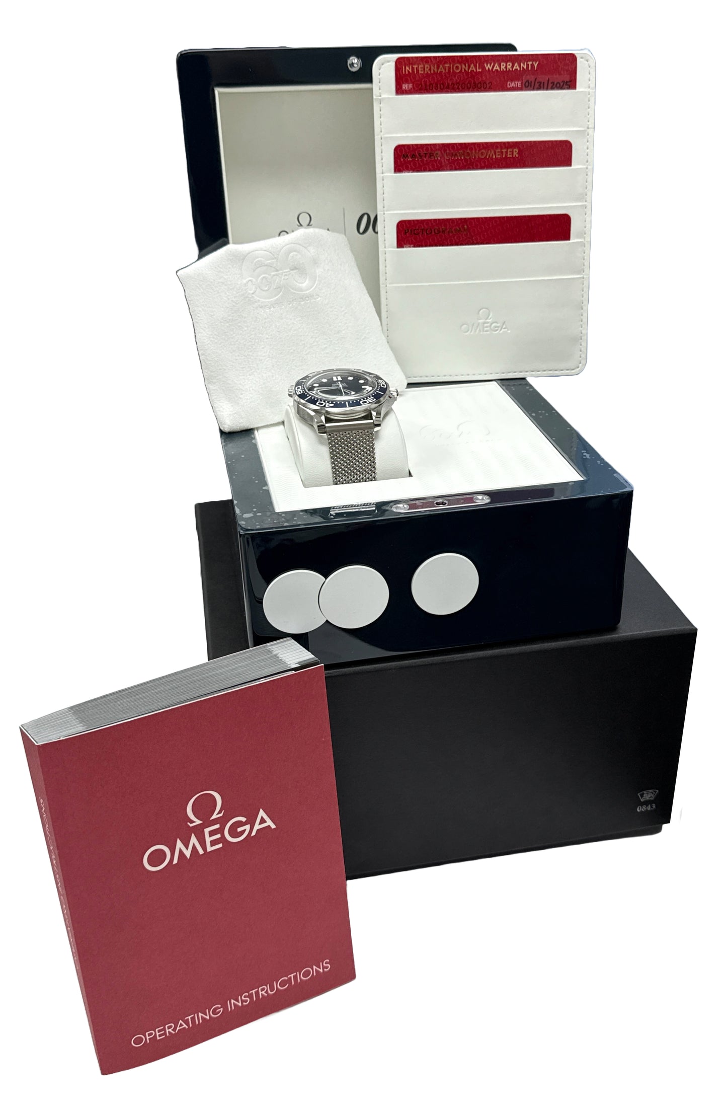 2025 PAPERS Omega Seamaster James Bond 60th Anniversary 210.30.42.20.03.002 BOX