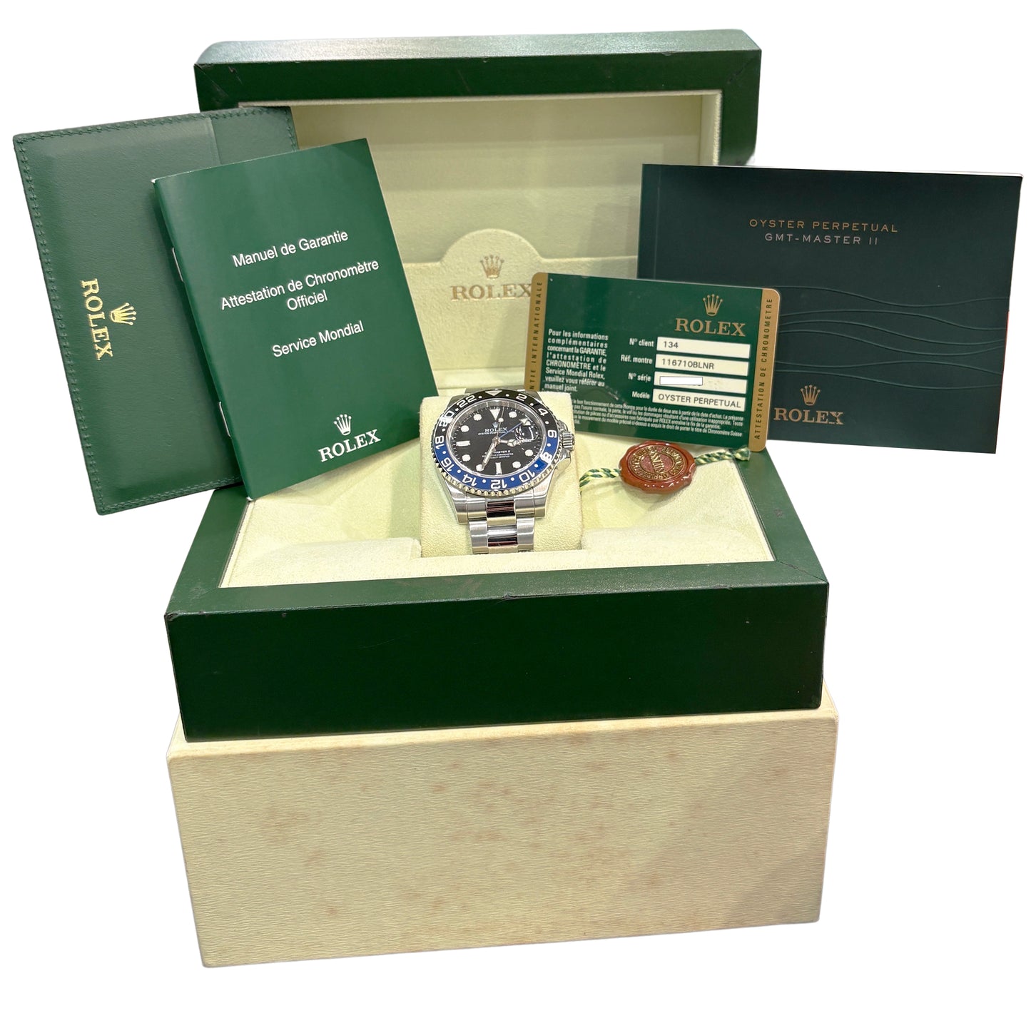 PAPERS Rolex GMT-Master II BATMAN Blue Black Steel Ceramic 40mm 116710 BLNR BOX